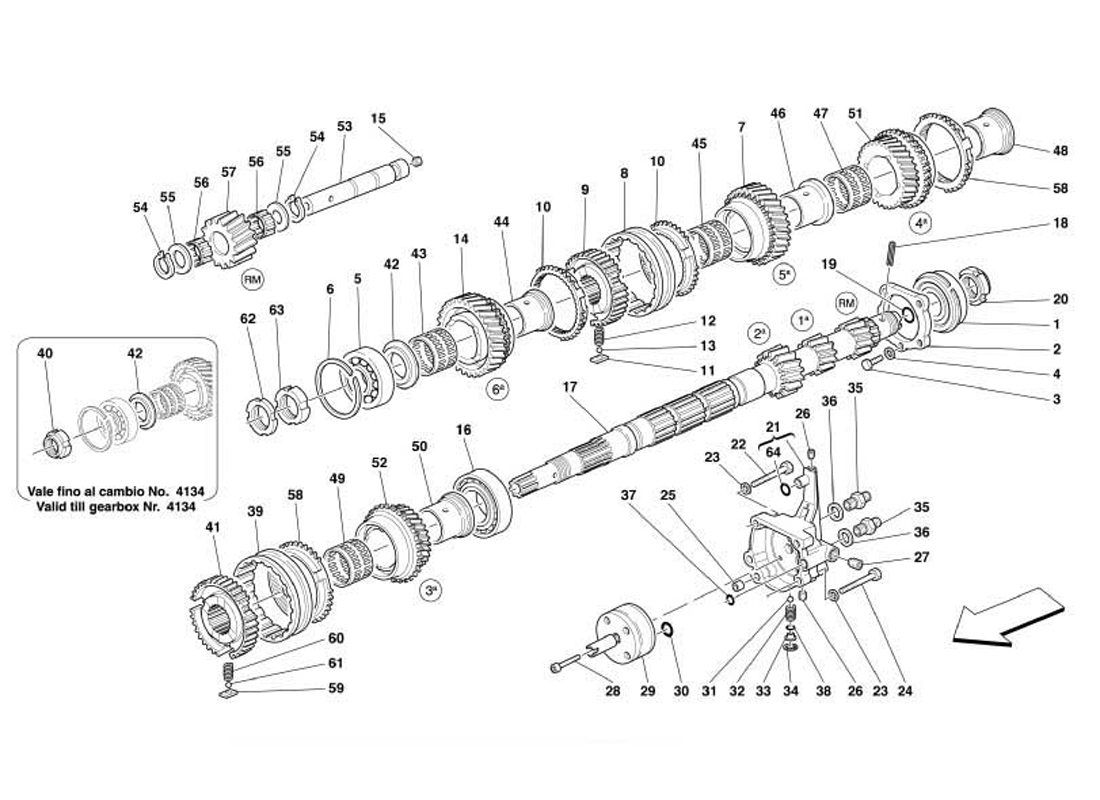 Schematic: Main Shaft Gears And Clutch Oil Pump