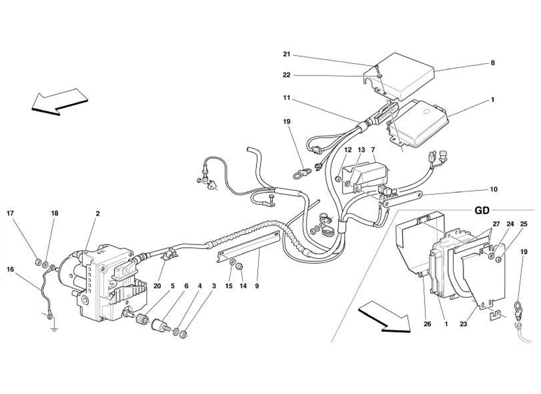 Schematic: Control Unit And Hydraulic Equipment For Abs/Asr System