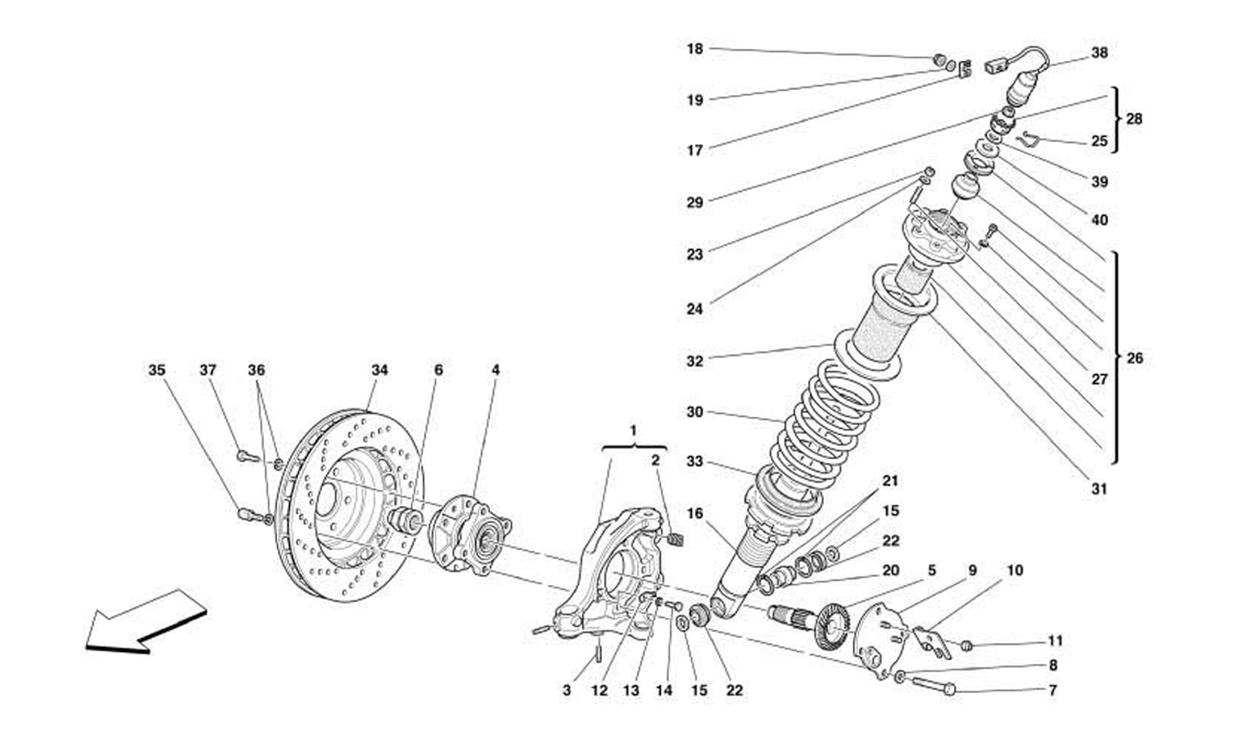 Schematic: Front Suspension - Shock Absorber And Brake Disc