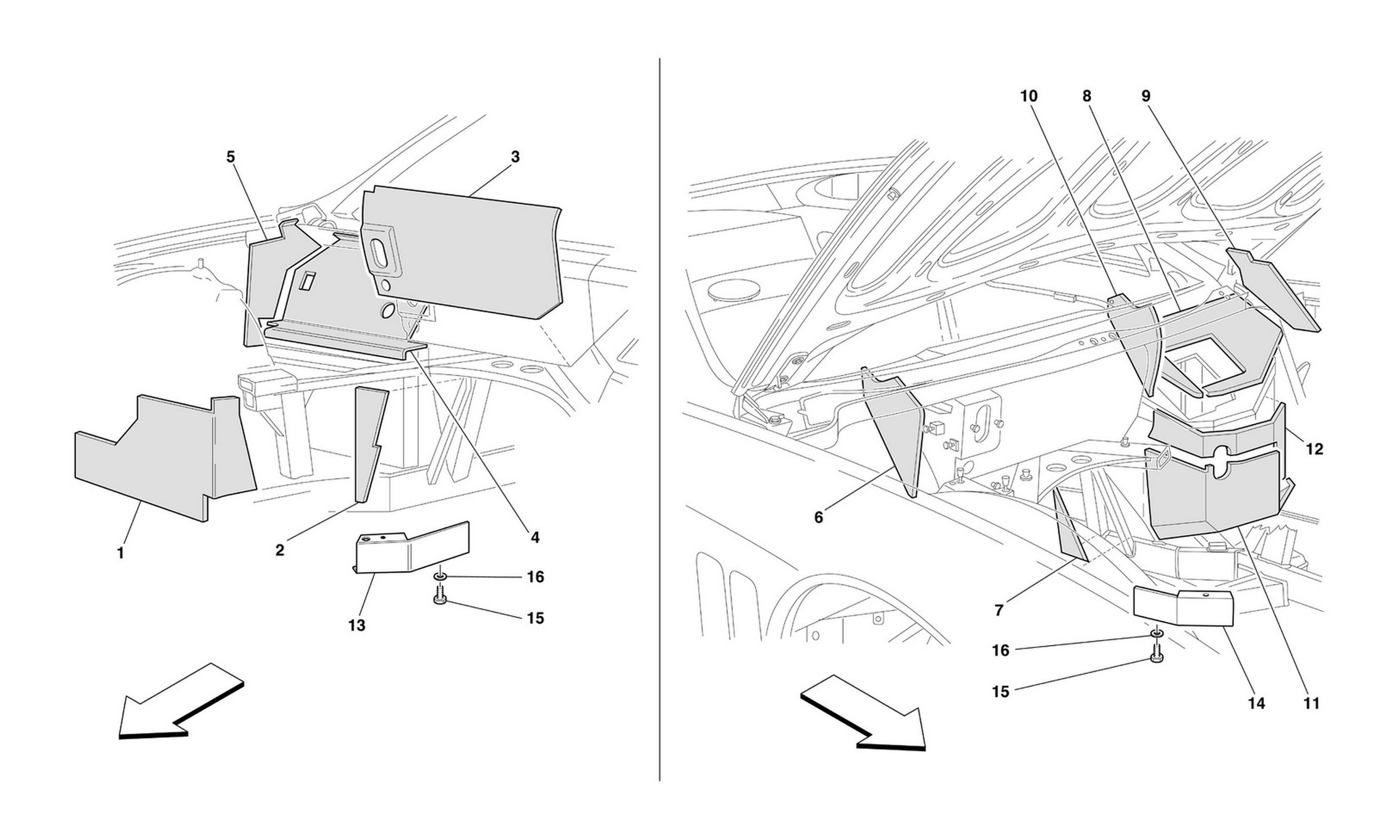 Schematic: Engine Compartment Fire-Proof Insulations -Not For Rhd