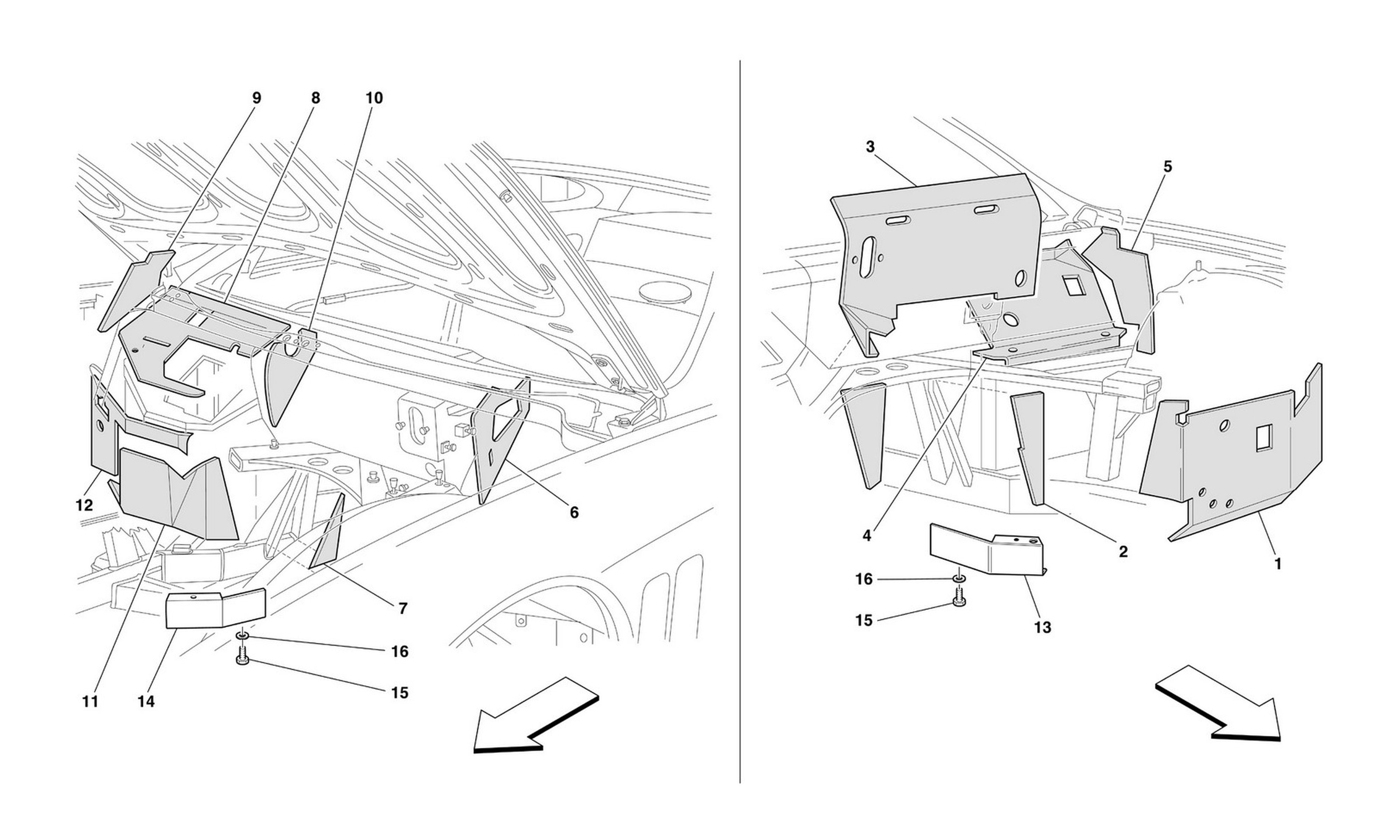 Schematic: Engine Compartment Fire-Proof Insulations -Valid For Rhd