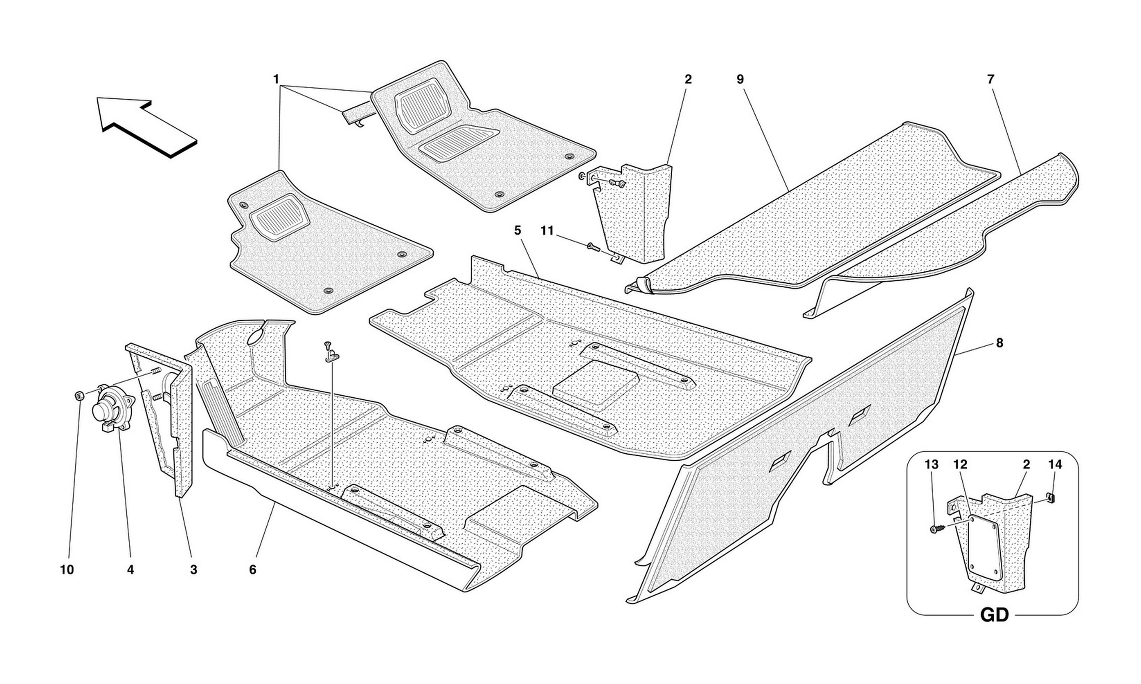 Schematic: Passengers Compartment Upholstery And Carpets