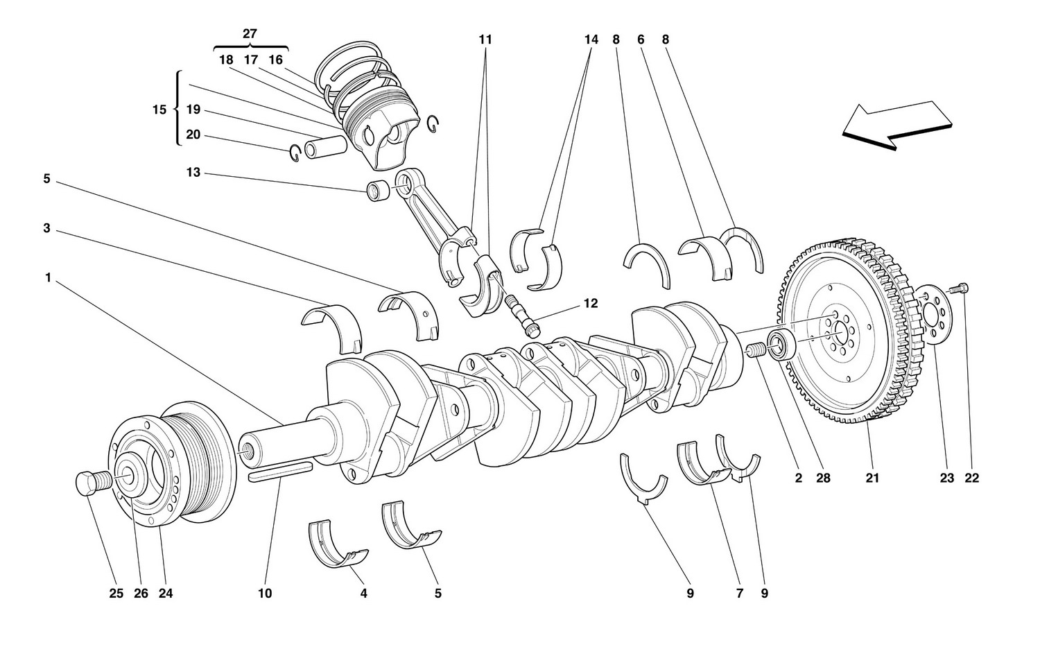 Schematic: Driving Shaft - Connecting Rods And Pistons