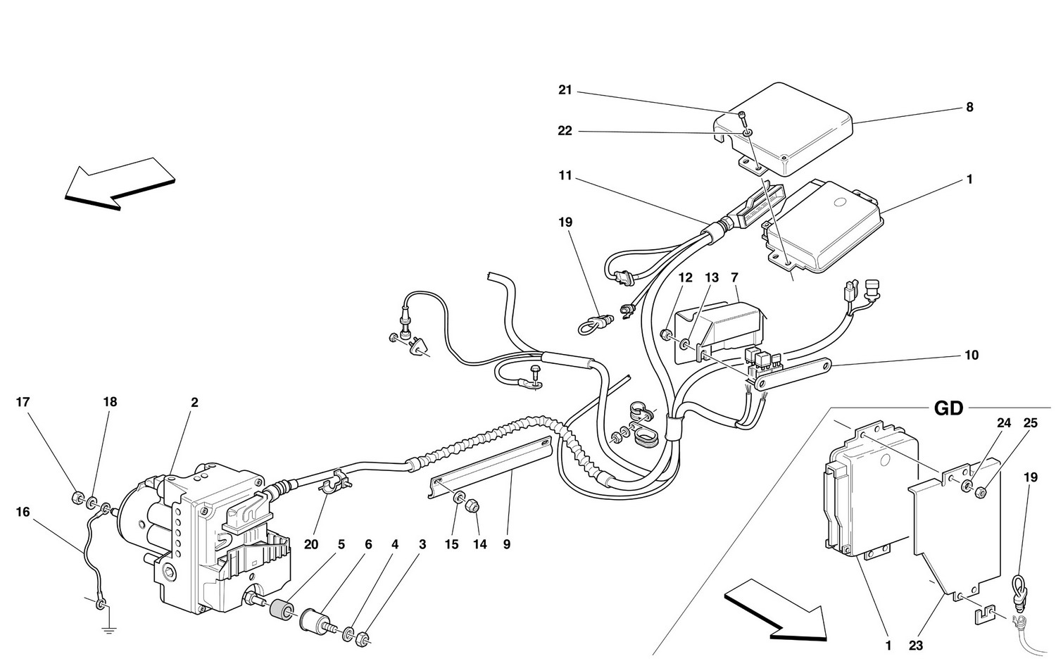 Schematic: Control Unit And Hydraulic Equipment For Abs/Asr System