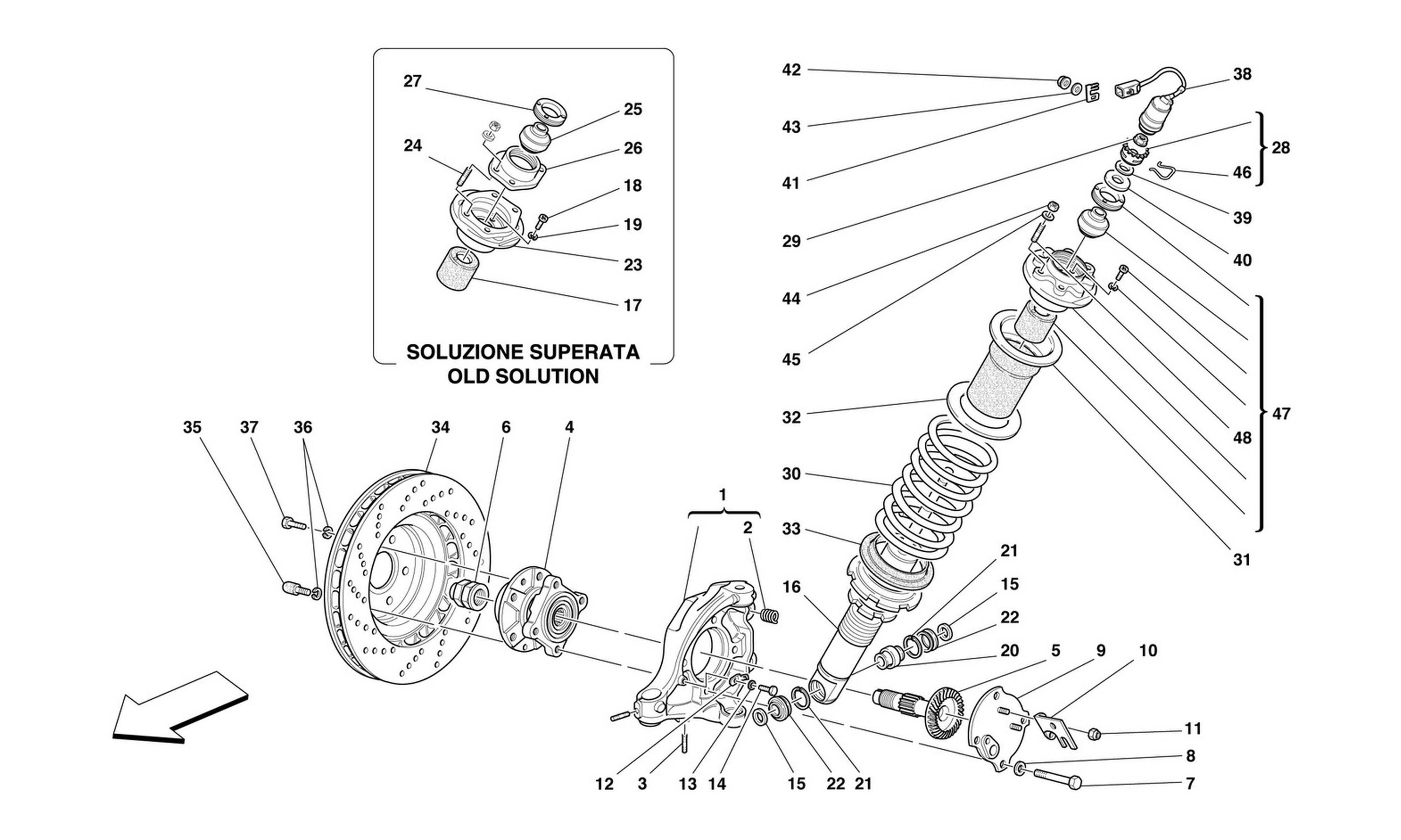 Schematic: Front Suspension - Shock Absorber And Brake Disc