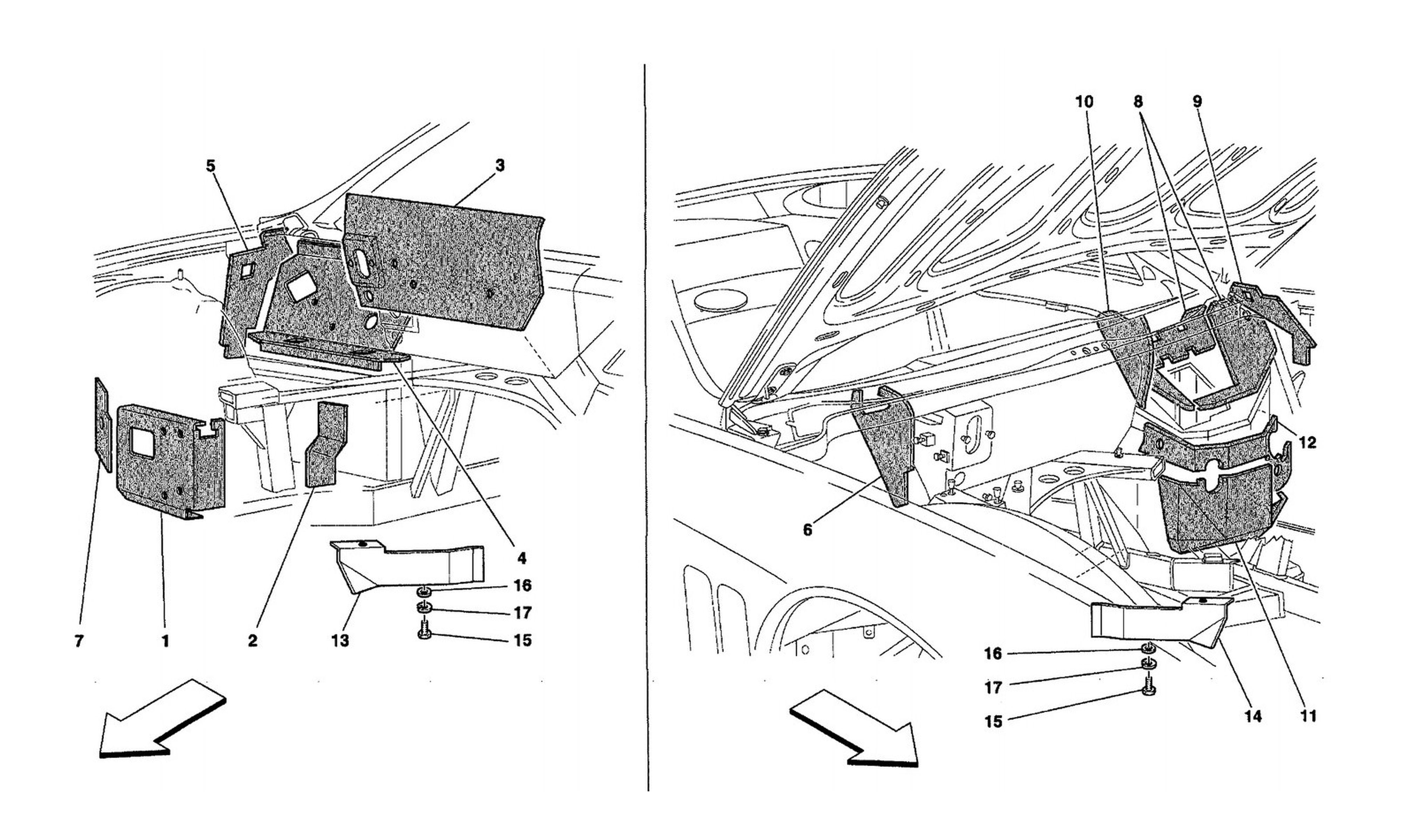 Schematic: Engine Compartment Fire-Proof Insulations - Lhd