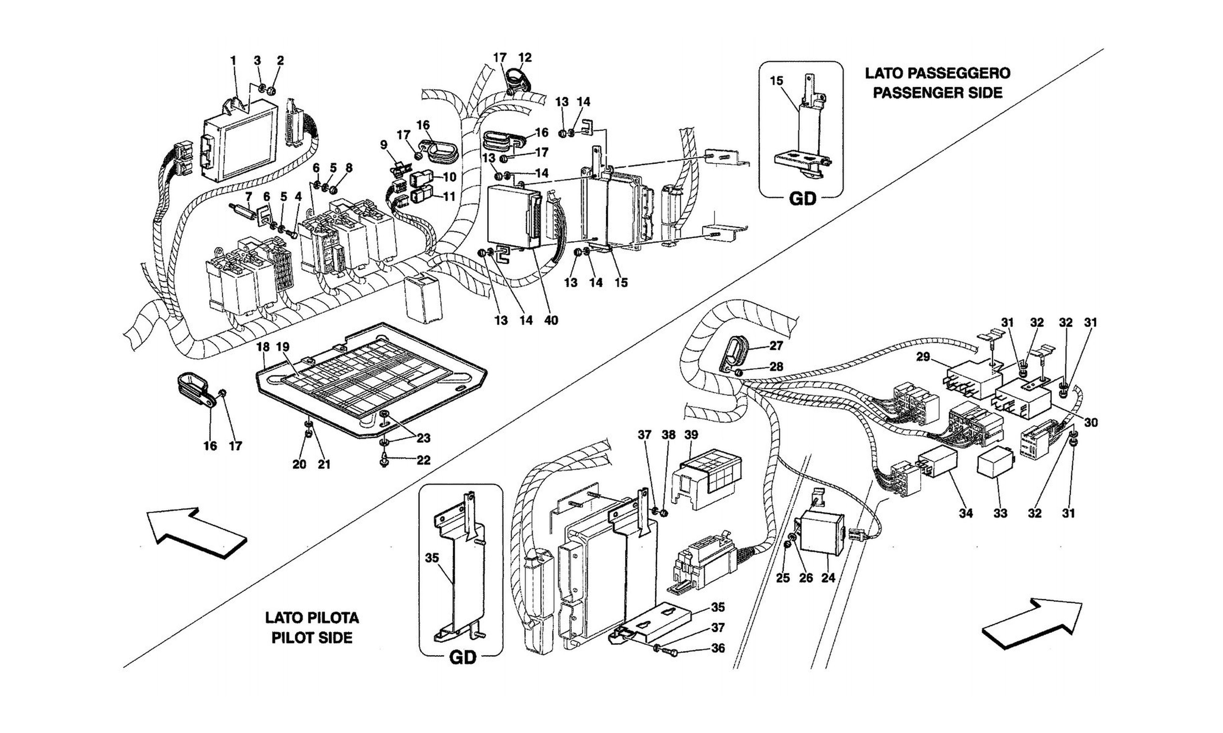 Schematic: Front Passengers Compartment Control Stations