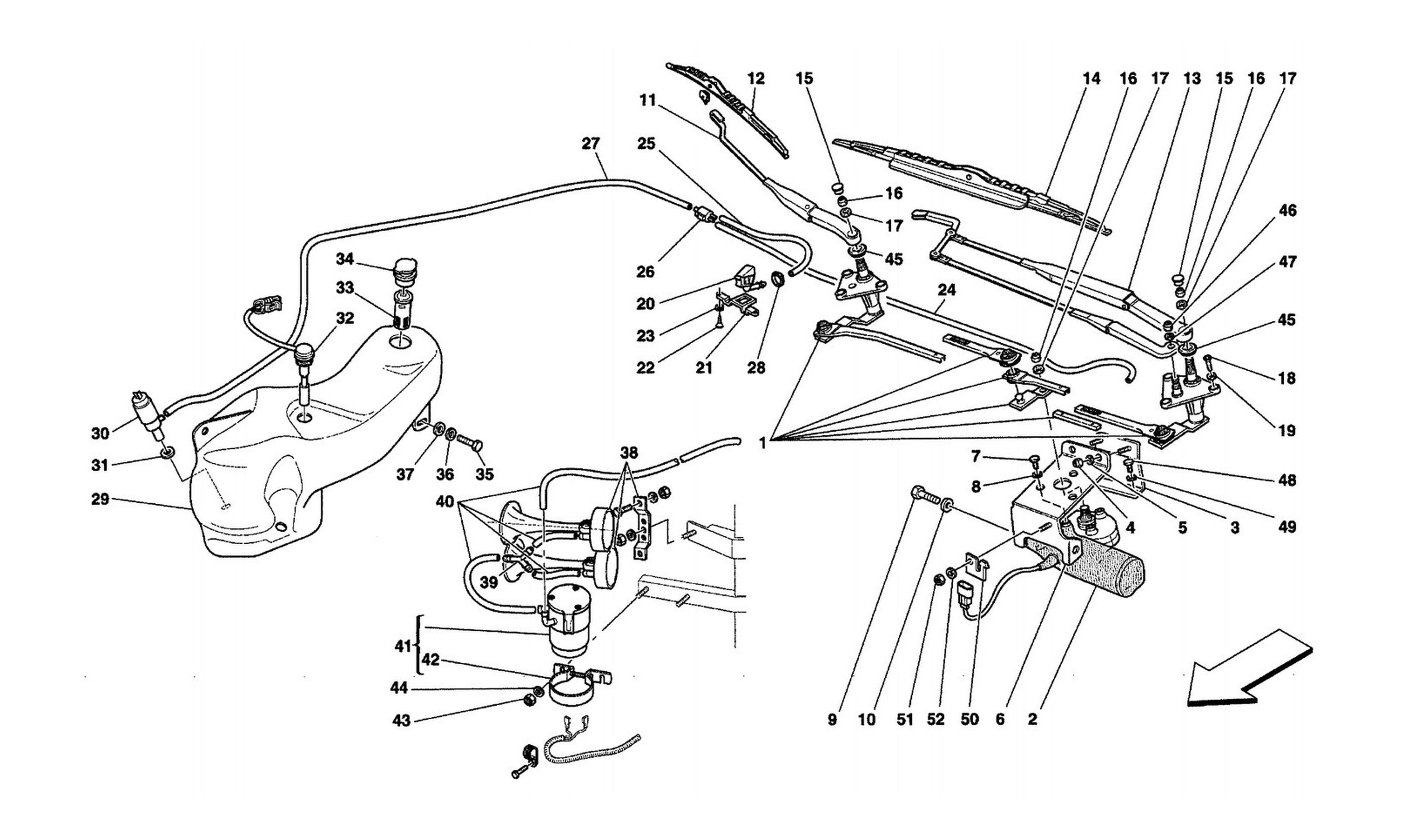 Schematic: Windscreen Wiper, Windscreen Washer And Horn