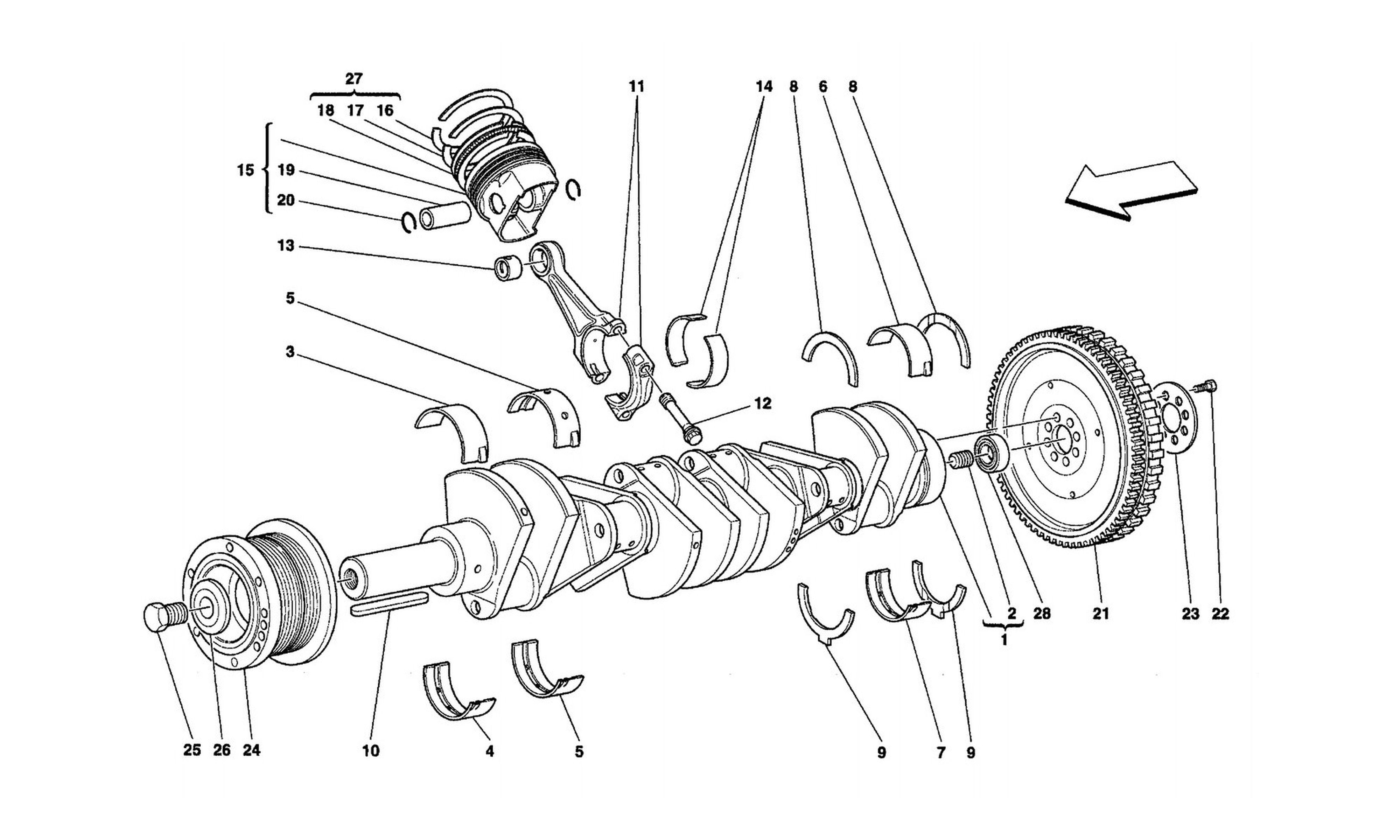 Schematic: Driving Shaft - Connecting Rods And Pistons