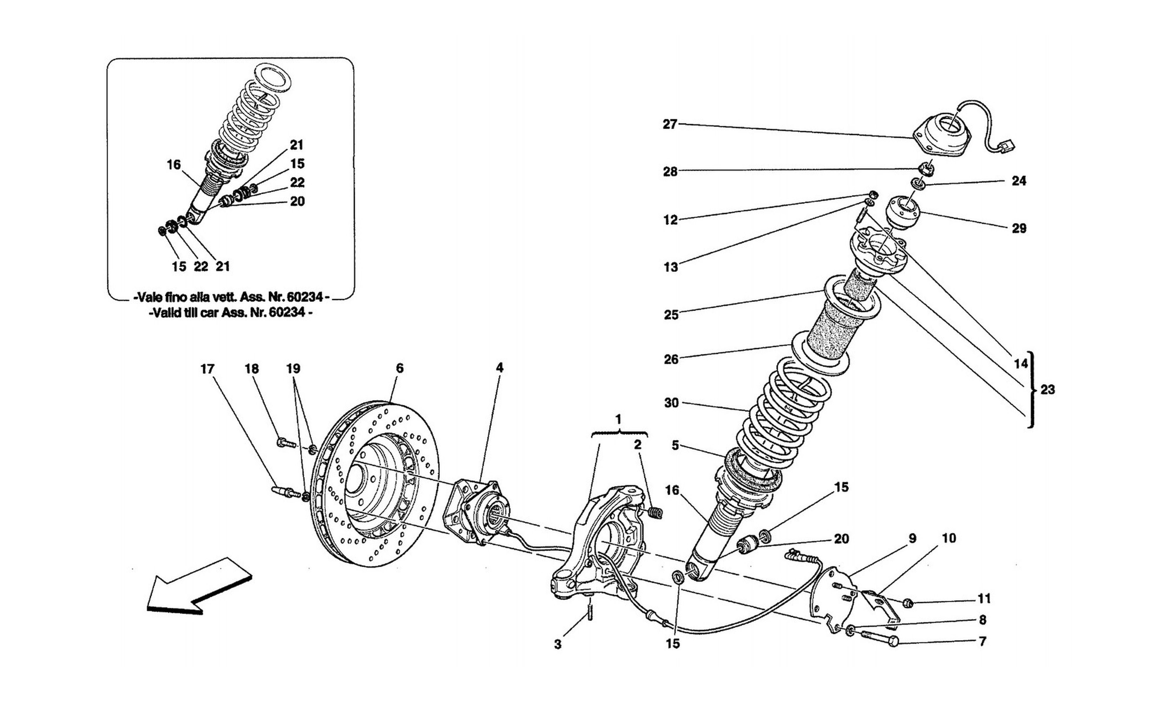 Schematic: Front Suspension - Shock Absorber And Brake Disc