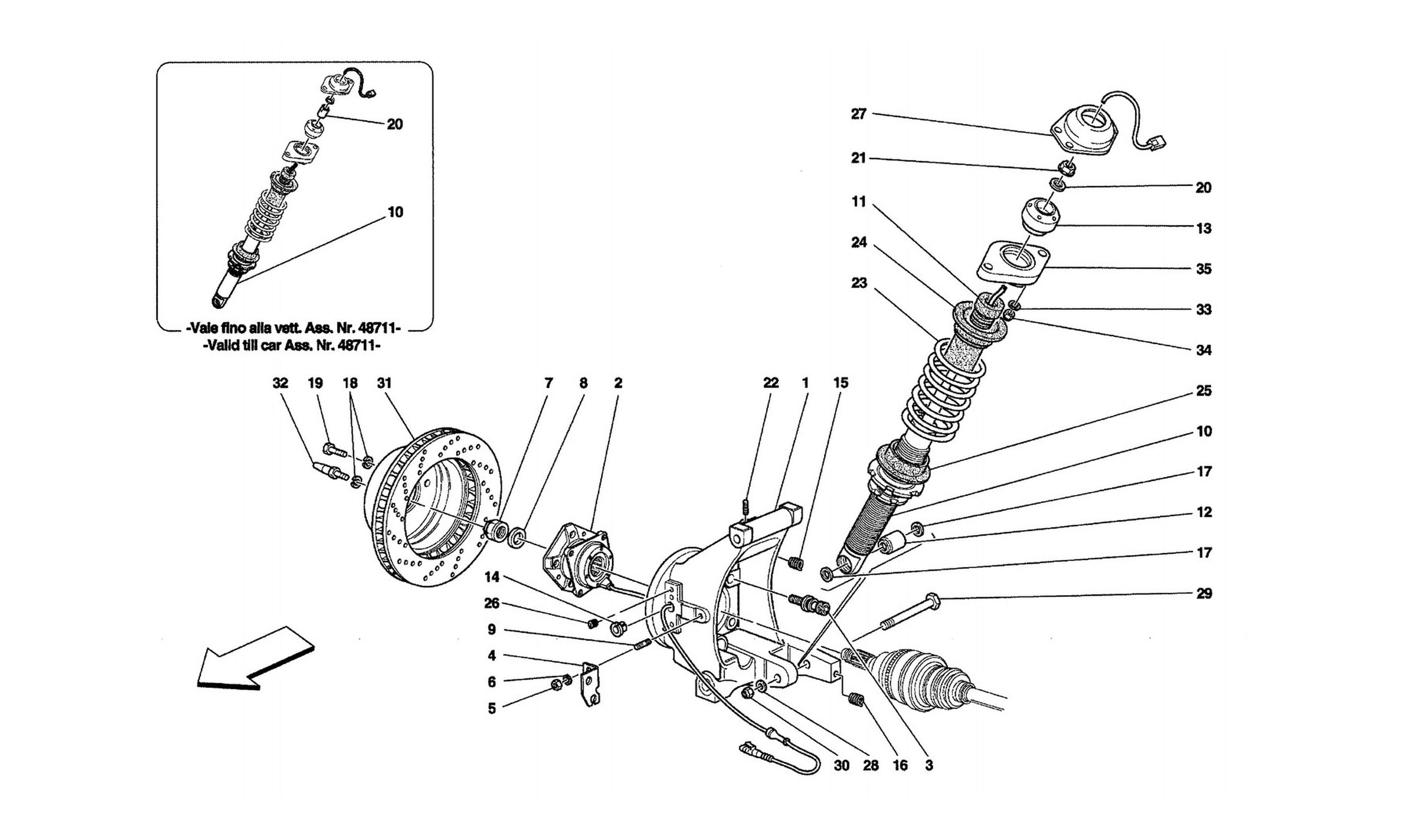 Schematic: Rear Suspension - Shock Absorber And Brake Disc