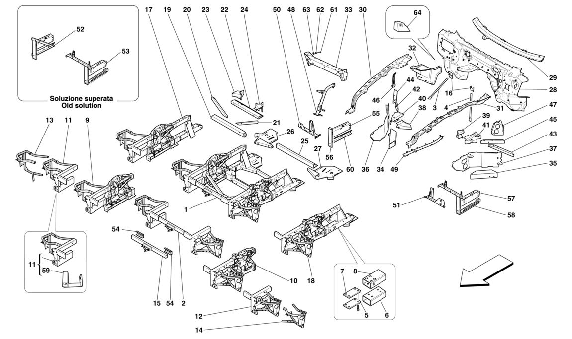 Schematic: Structures And Elements, Front Of Vehicle