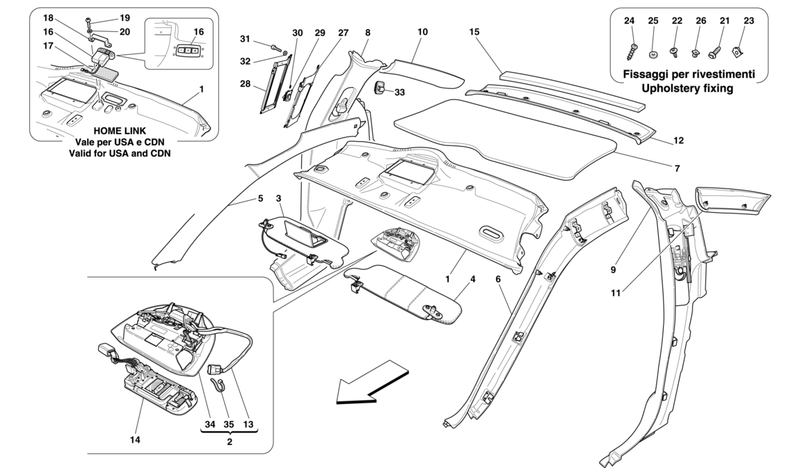 Schematic: Headliner Trim And Accessories