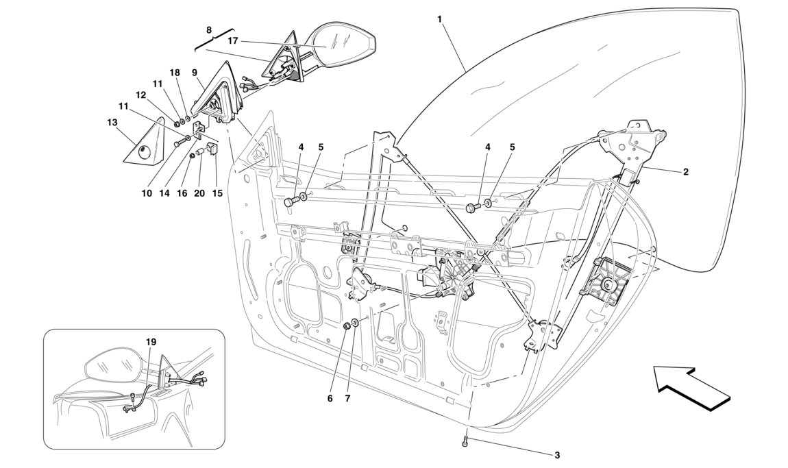 Schematic: Doors - Power Windows And Rear-View Mirror