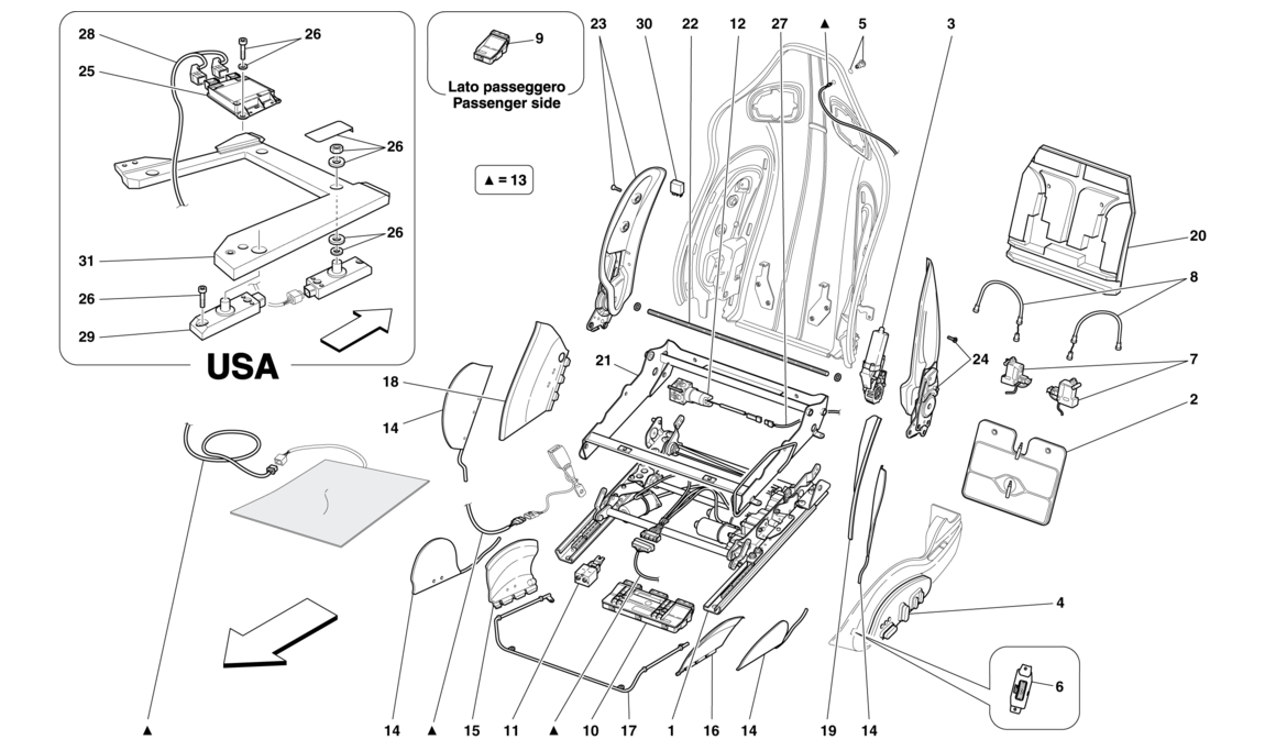 Schematic: Front Seat - Guides And Adjustment Mechanisms