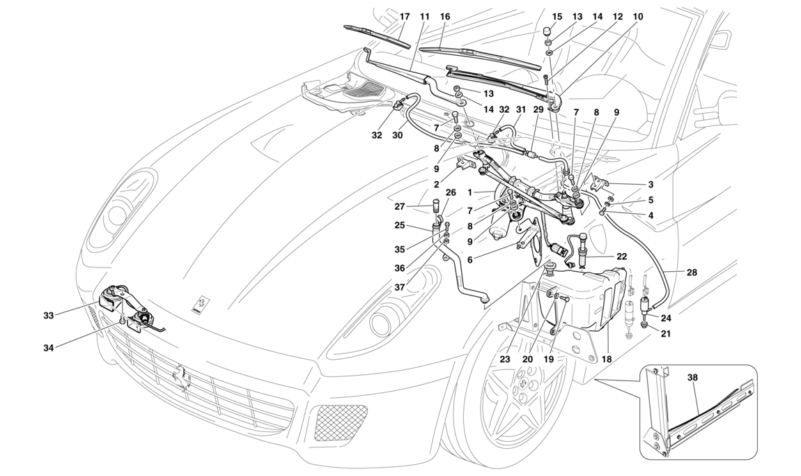 Schematic: Windscreen Wiper, Windscreen Washer And Horns