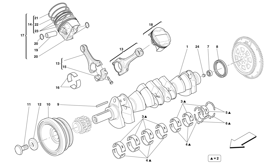 Schematic: Crankshaft - Connecting Rods And Pistons