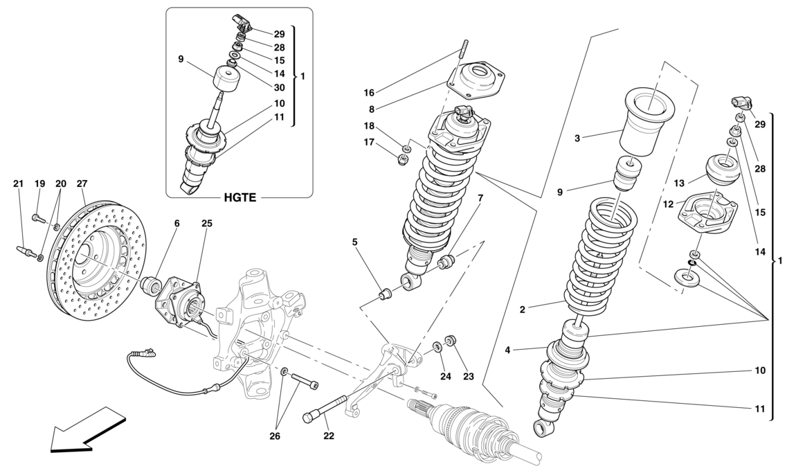 Schematic: Rear Suspension - Shock Absorber And Brake Disc