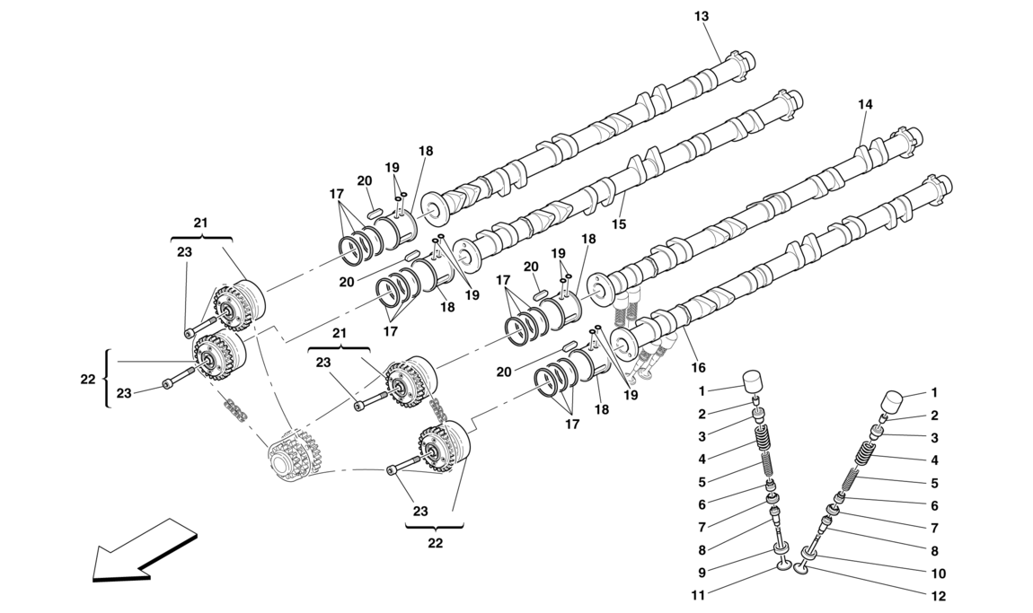 Schematic: Timing System - Tappets And Shafts