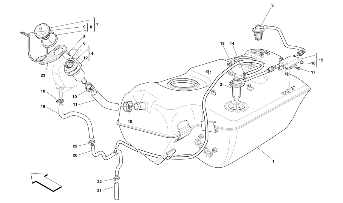 Schematic: Fuel Tank - Filler Neck And Pipes