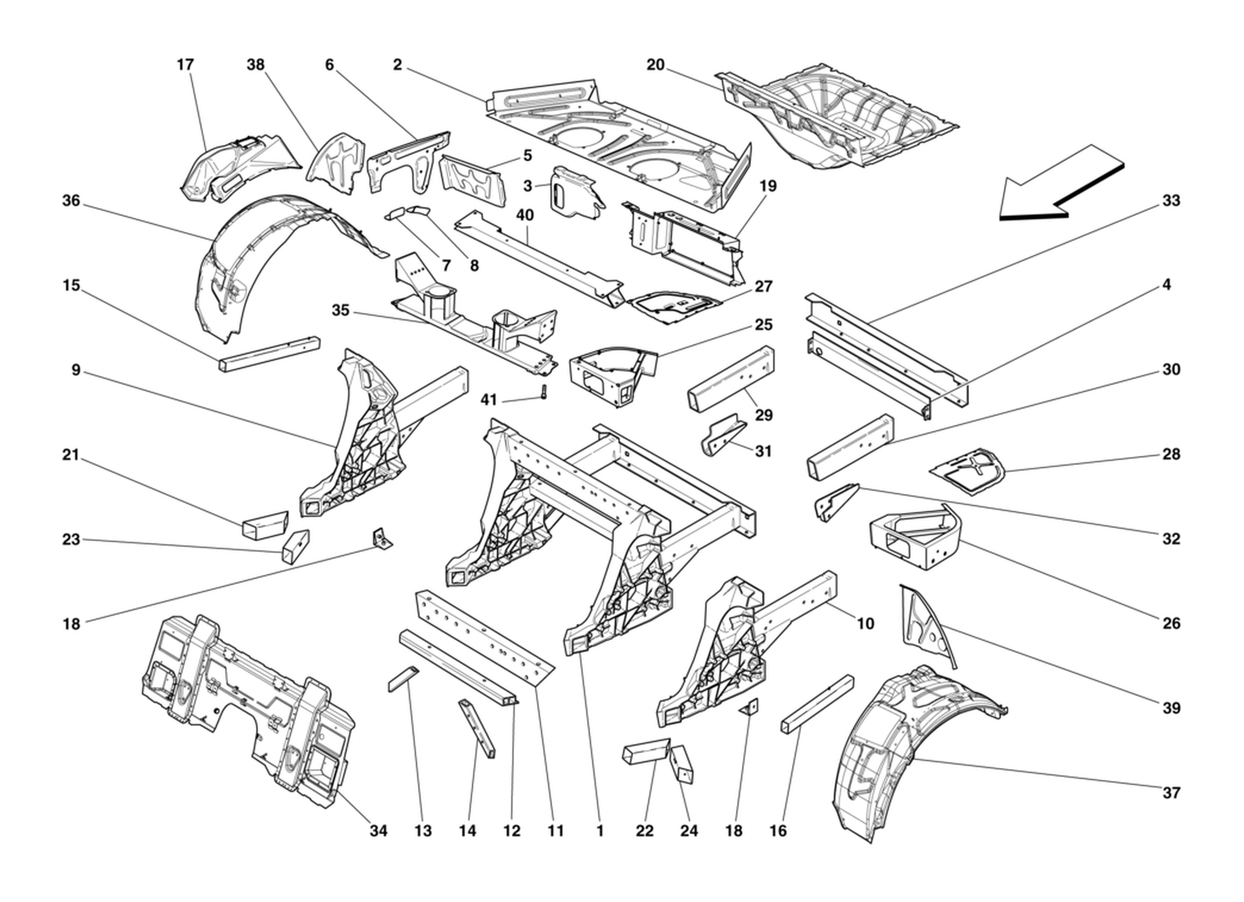 Schematic: Structures And Elements Rear Of Vehicle