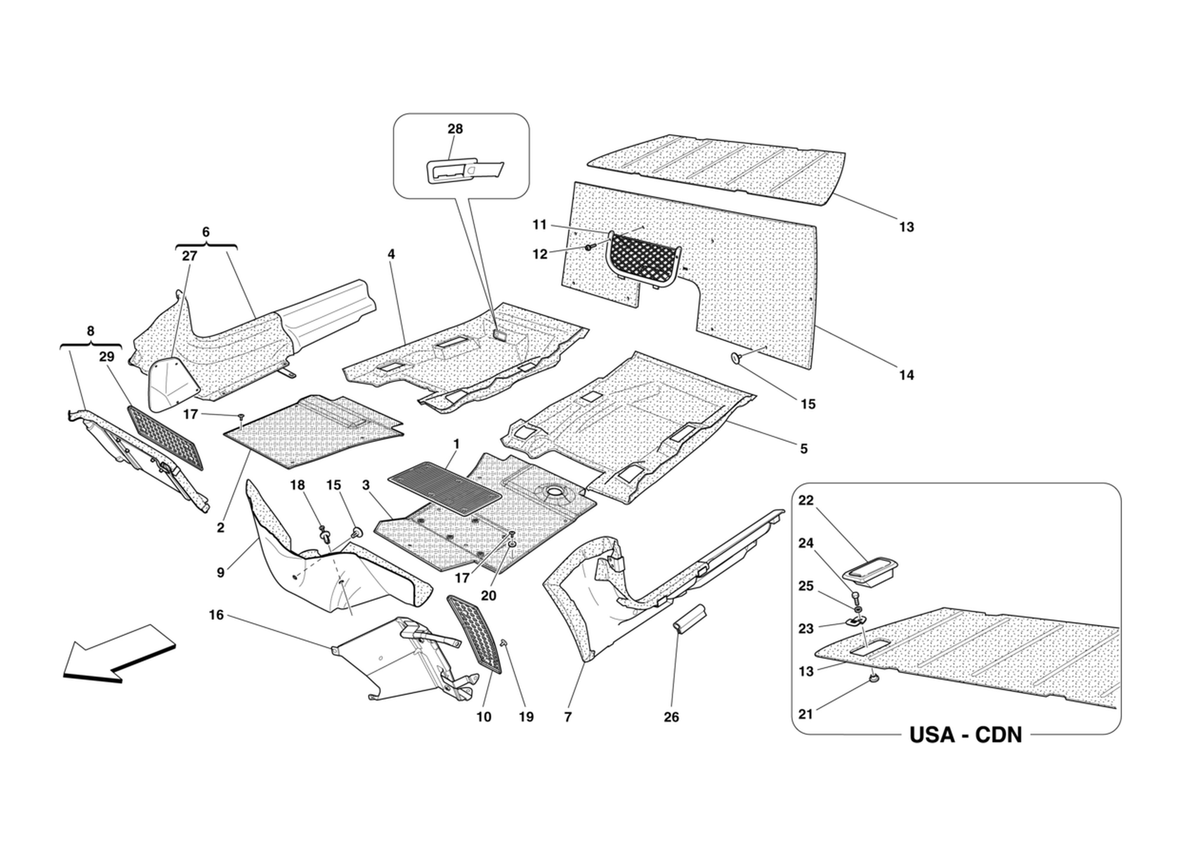 Schematic: Passenger Compartment Trim And Mats