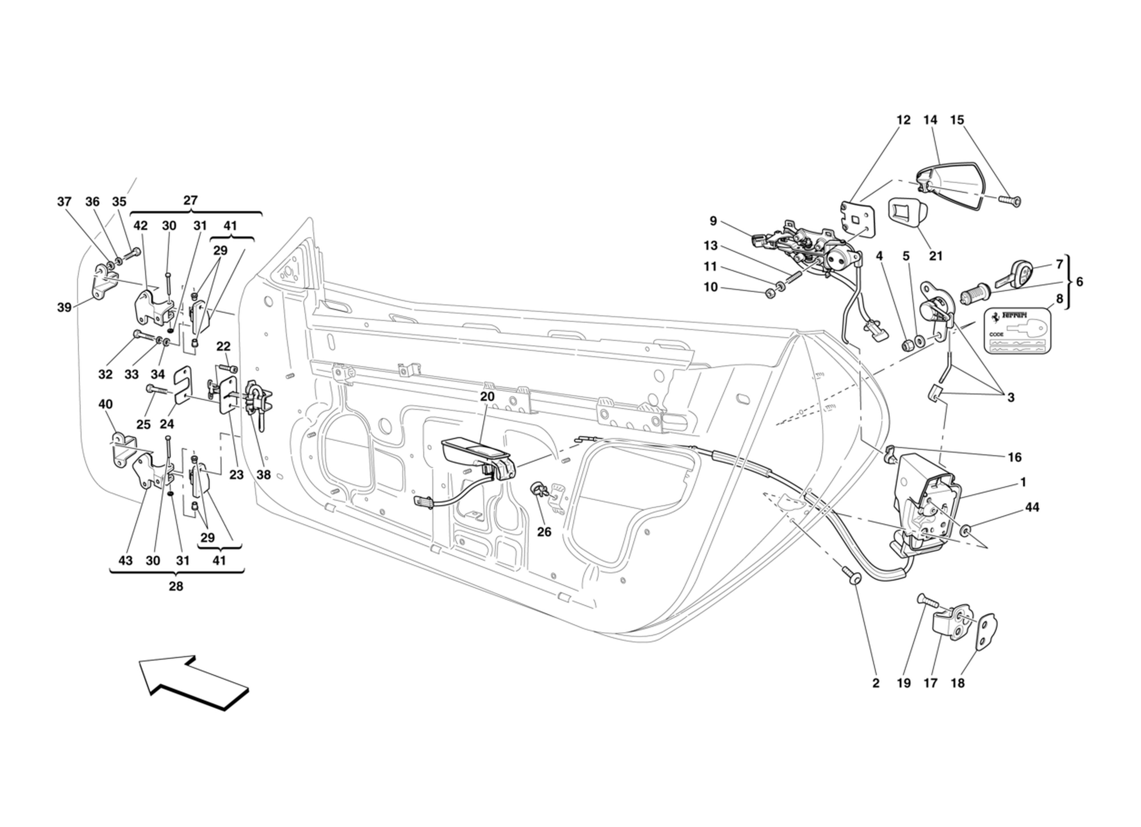 Schematic: Doors Opening Mechanism And Hinges