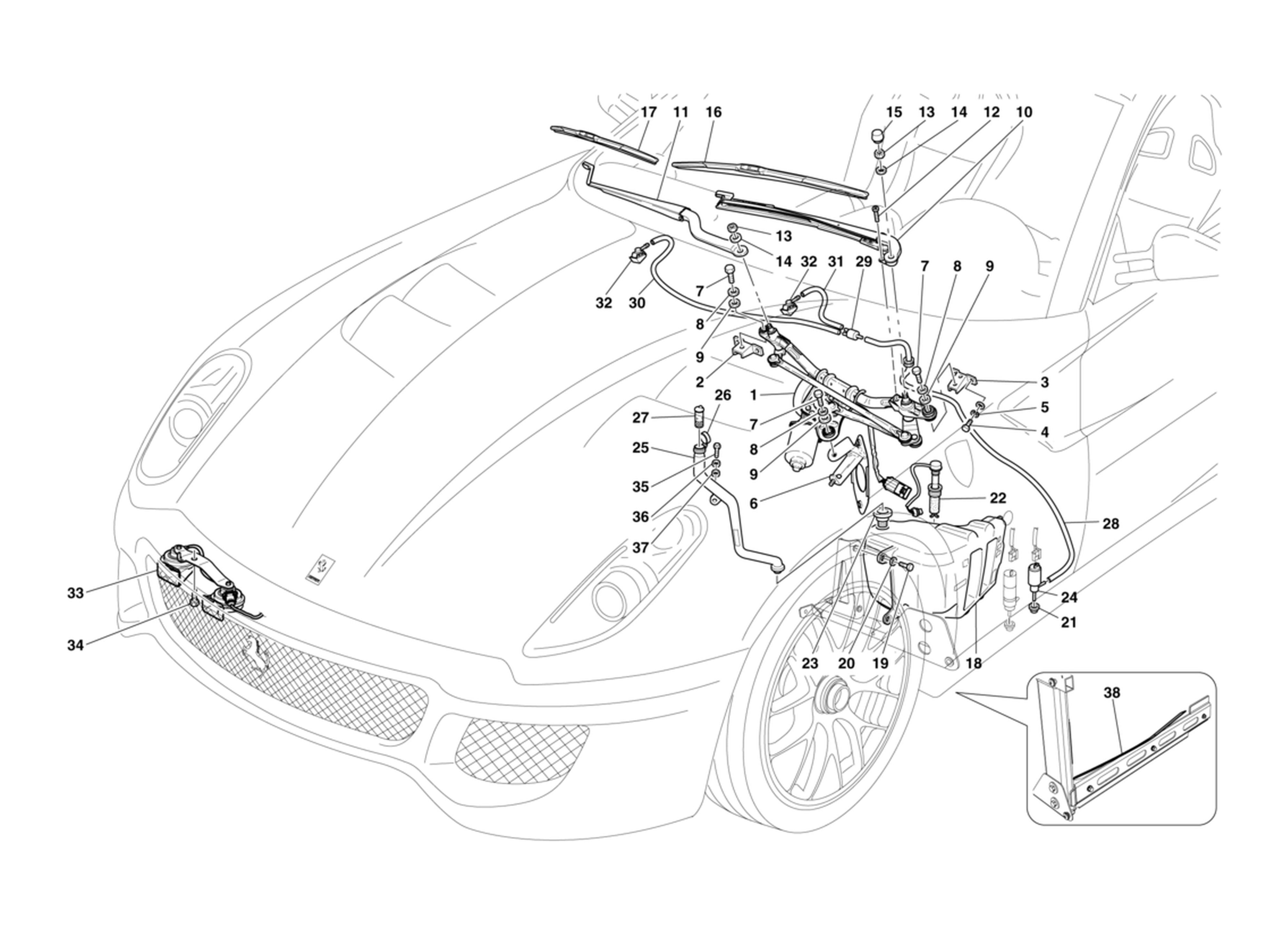 Schematic: Windscreen Wiper Windscreen Washer And Horns