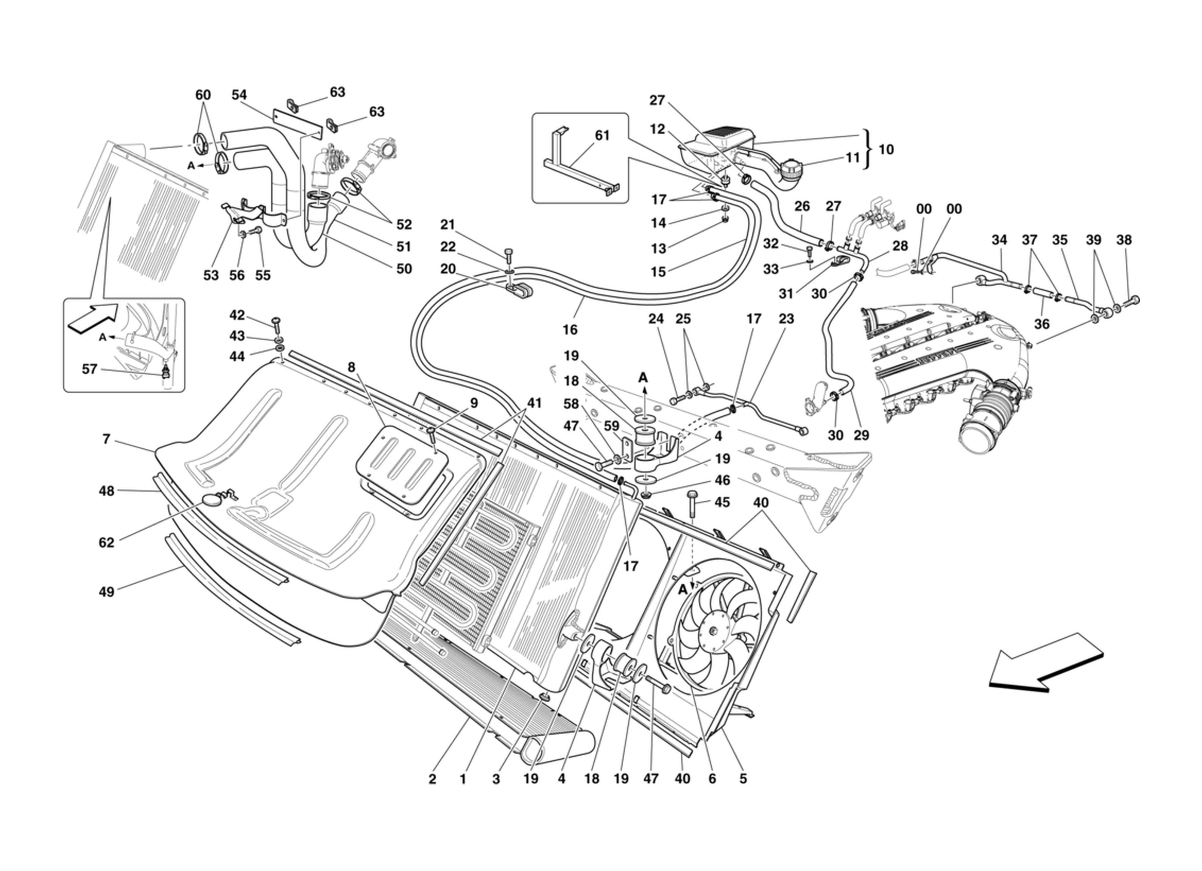 Schematic: Cooling System Radiator And Header Tank