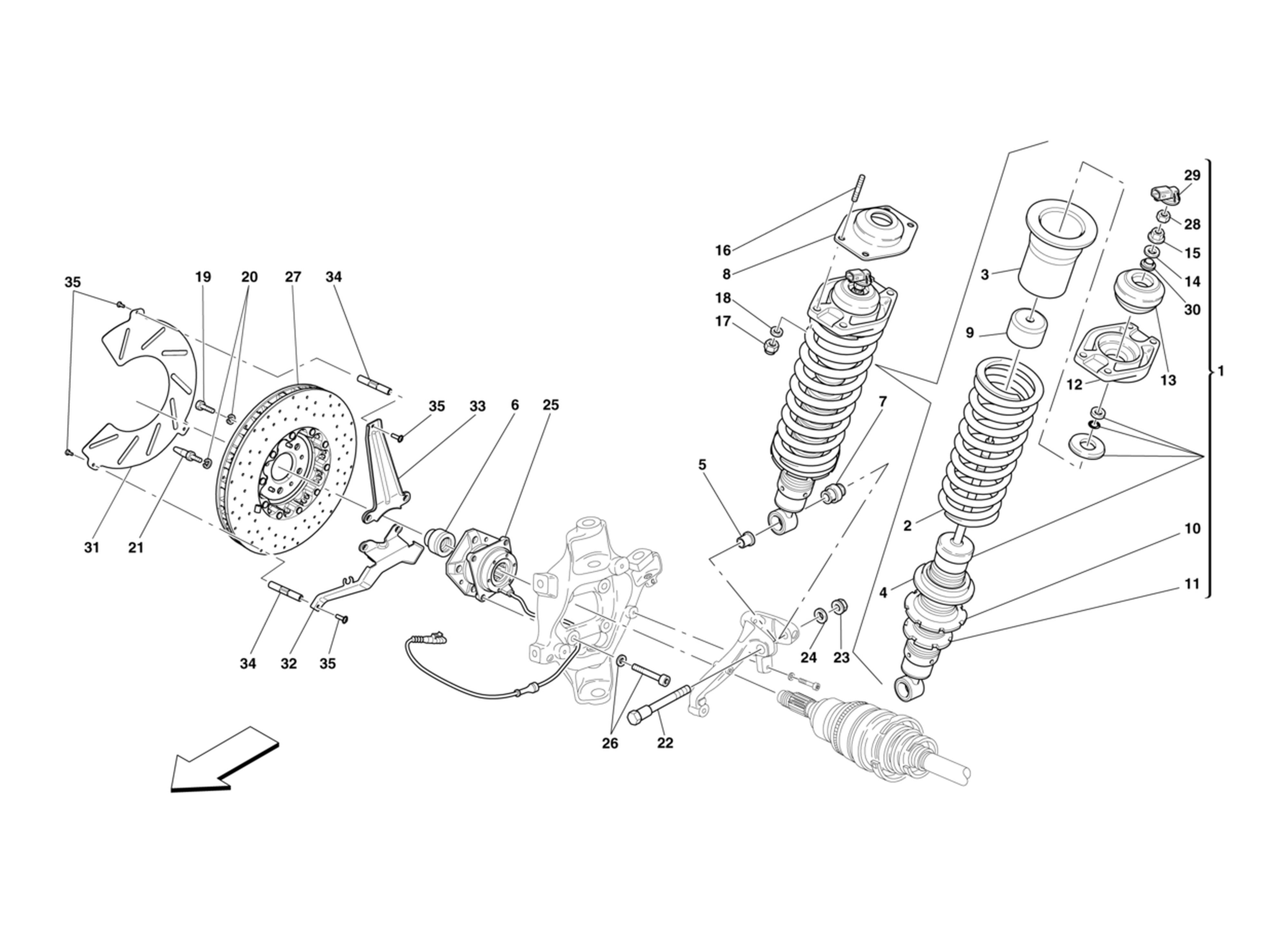 Schematic: Rear Suspension Shock Absorber And Brake Disc