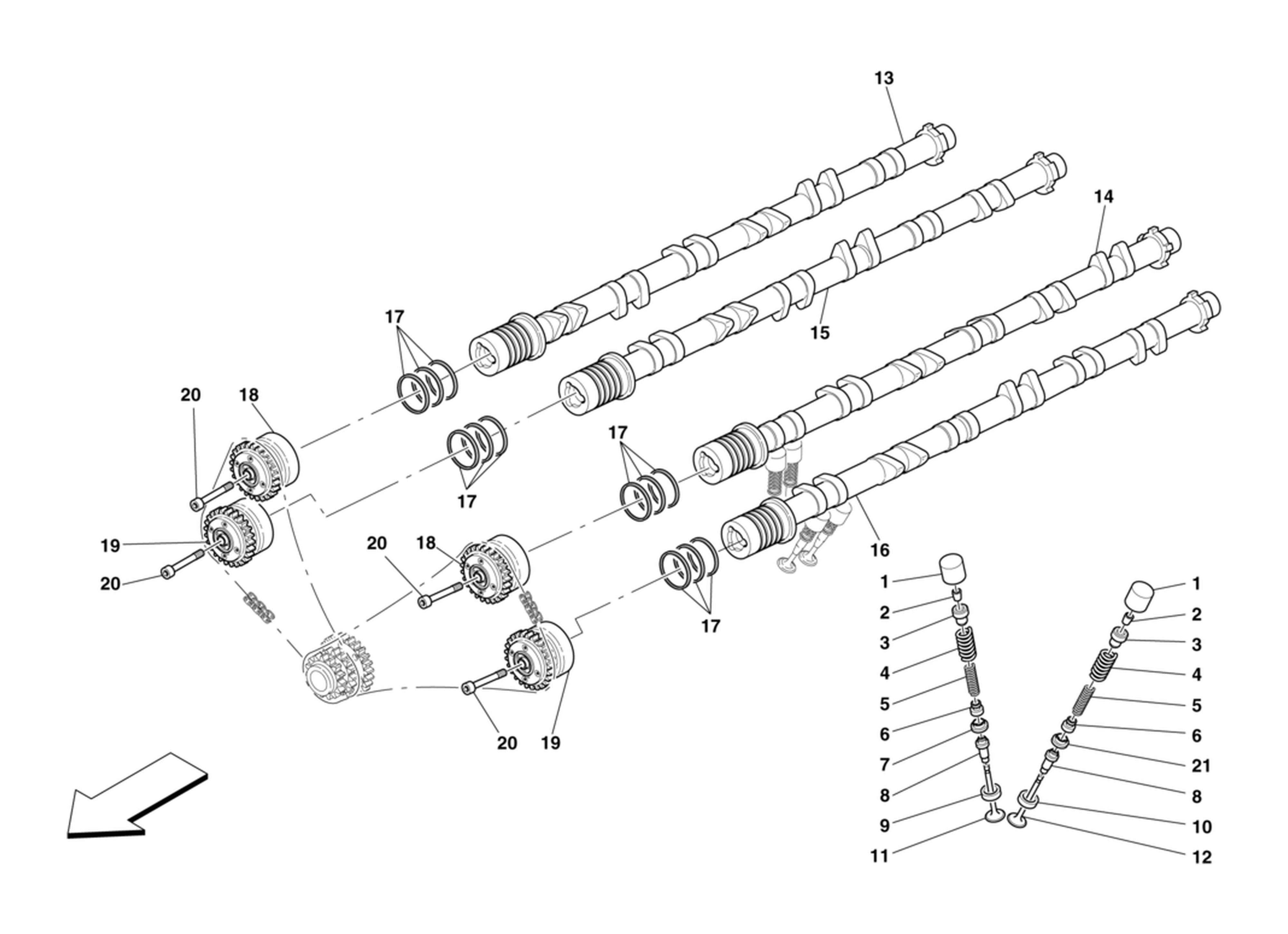 Schematic: Timing System - Tappets And Shafts