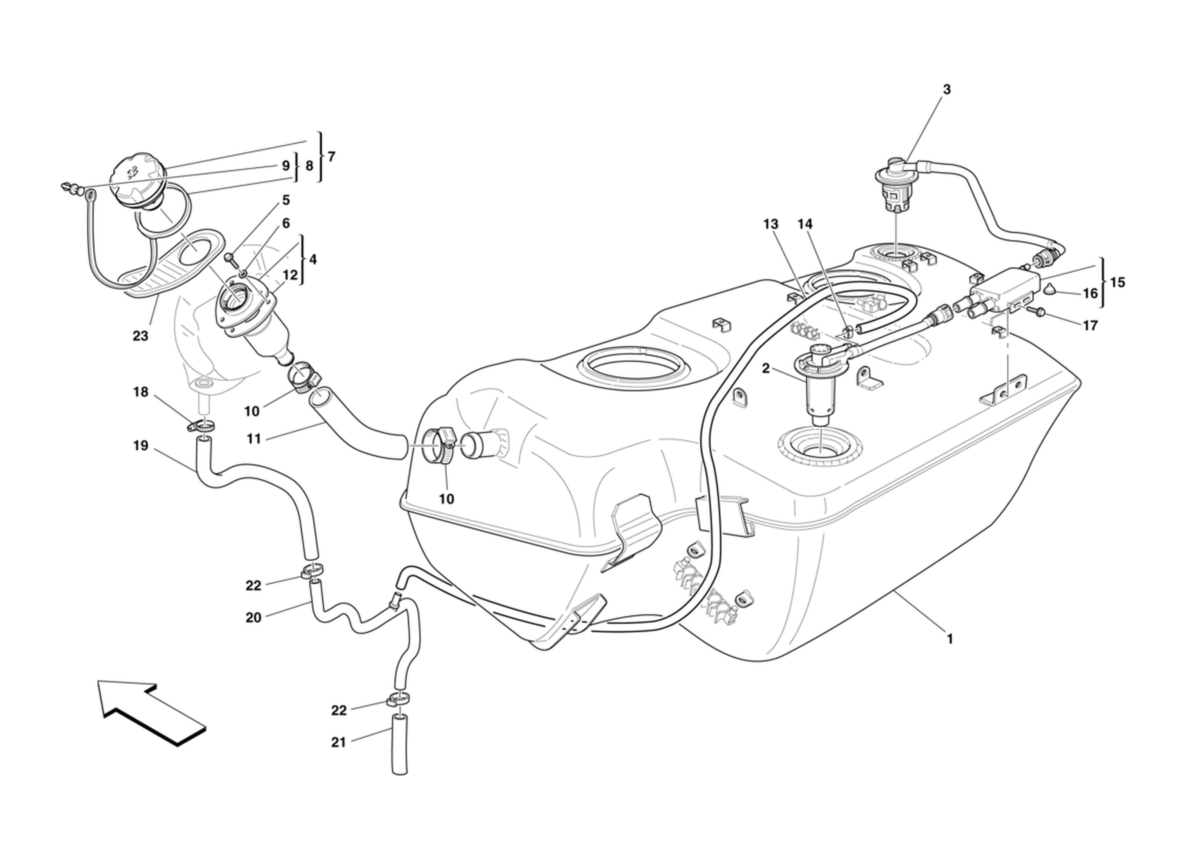 Schematic: Fuel Tank - Filler Necks And Pipes