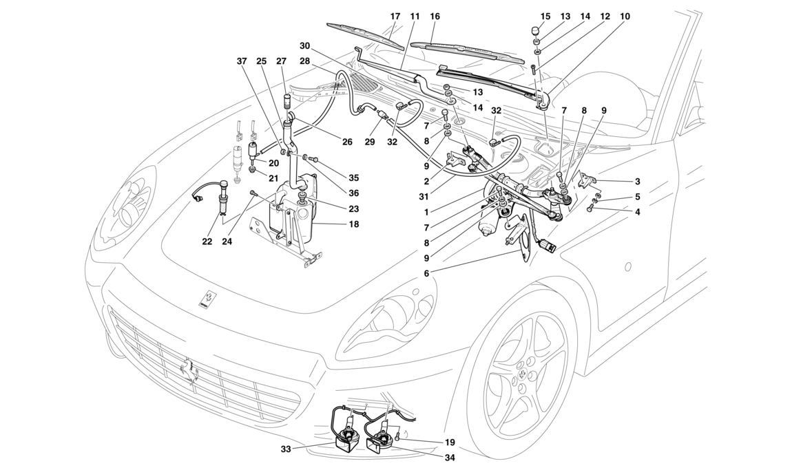 Schematic: Windscreen Wipers - Winscreen Washers - Horn