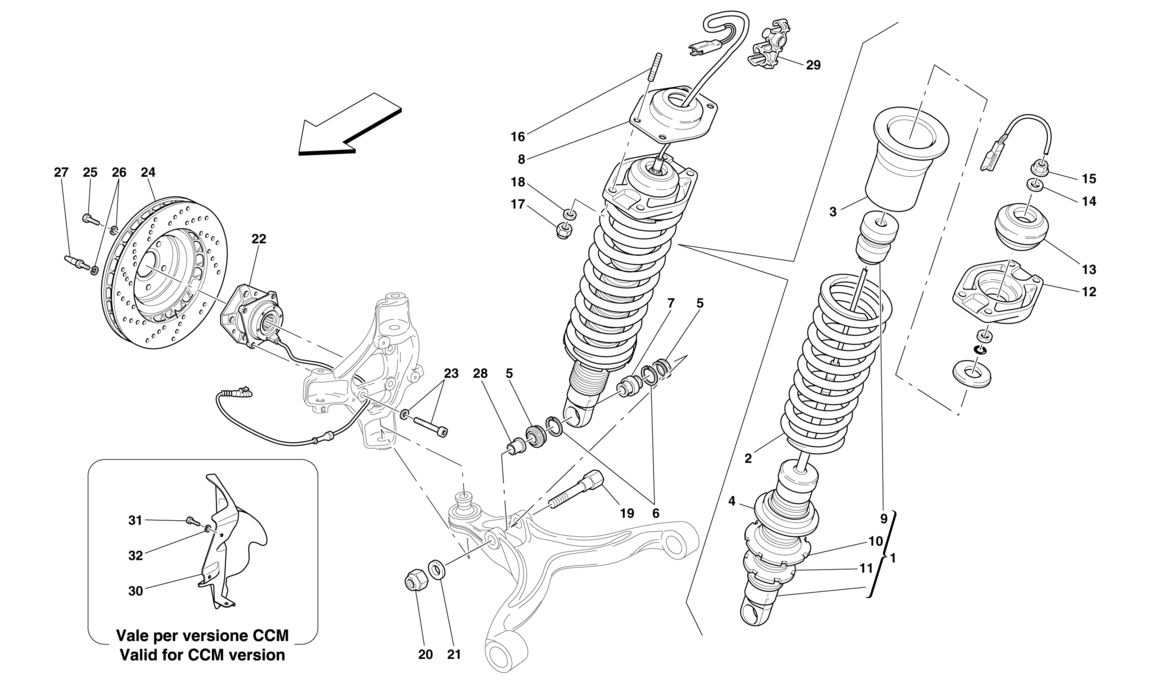 Schematic: Front Suspension - Shock Absorber And Brake Disc