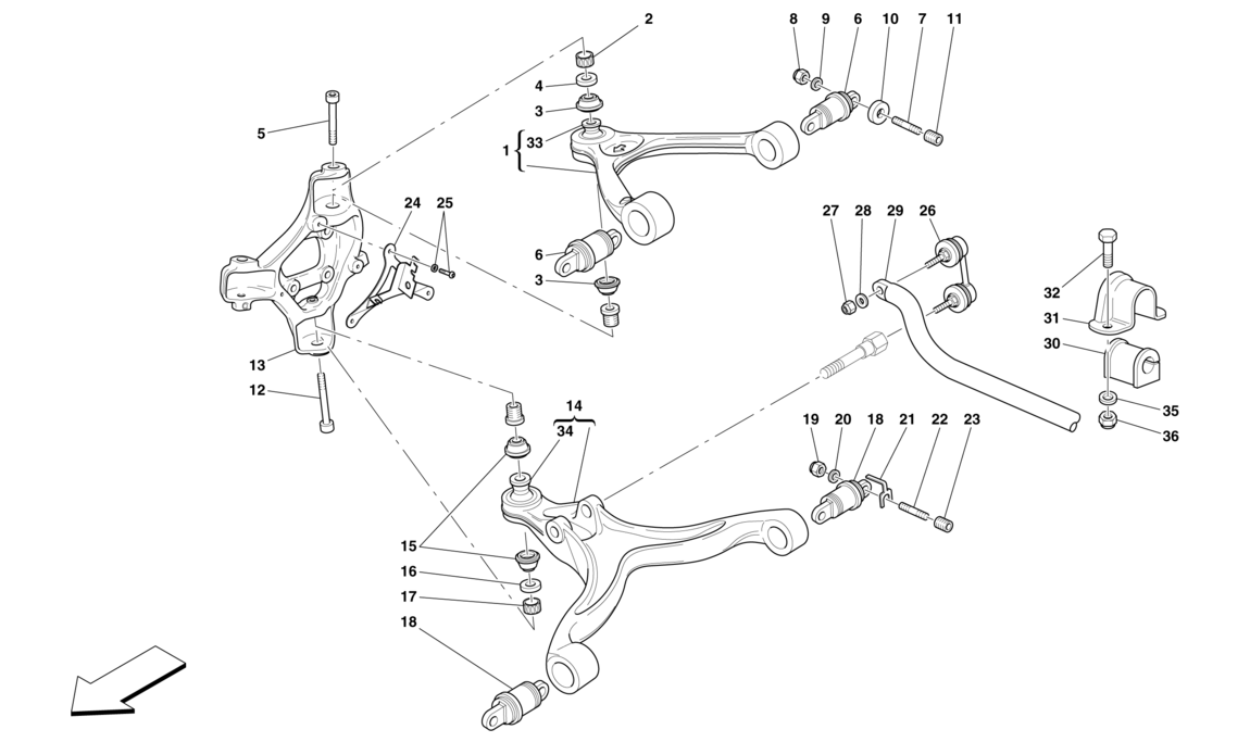 Schematic: Front Suspension - Wishbones And Stabilizer Bar