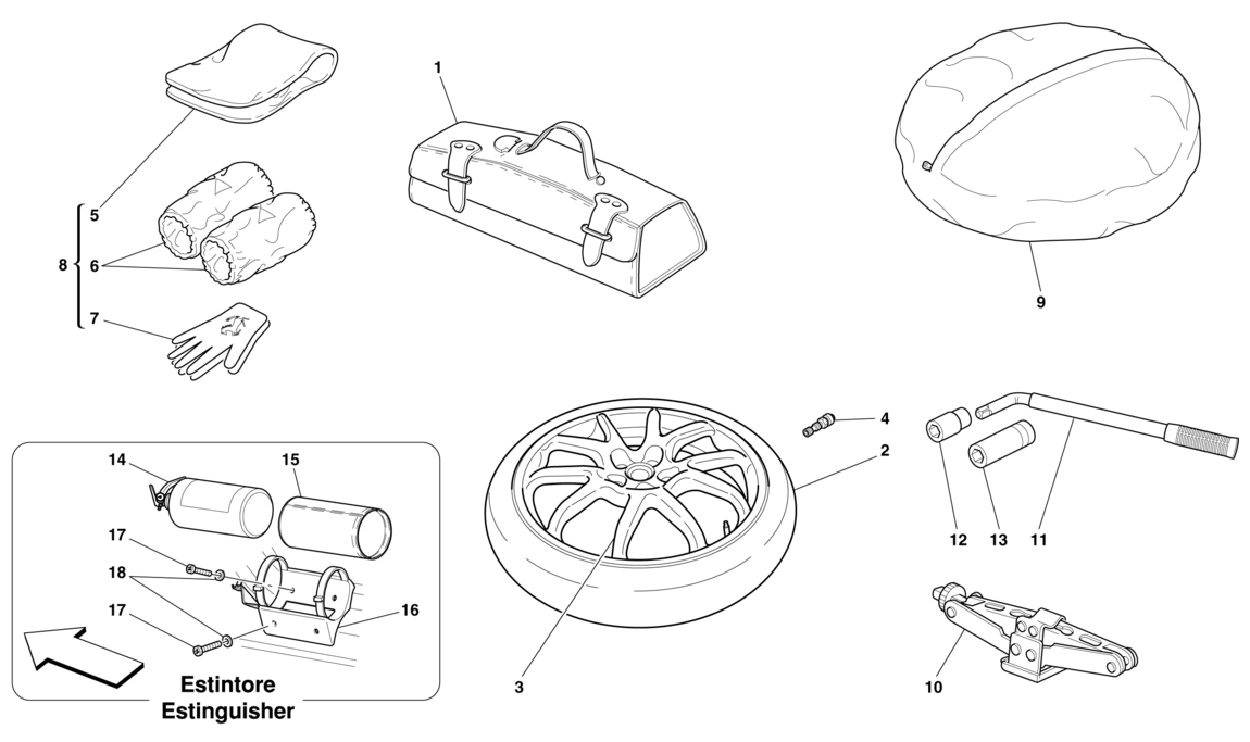 Schematic: Spare Wheel And Accessories - Optional
