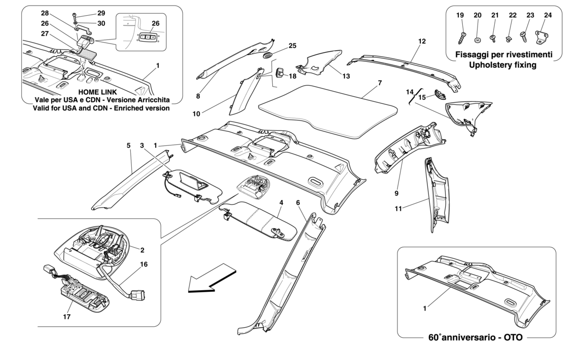 Schematic: Headliner Trim And Accessories