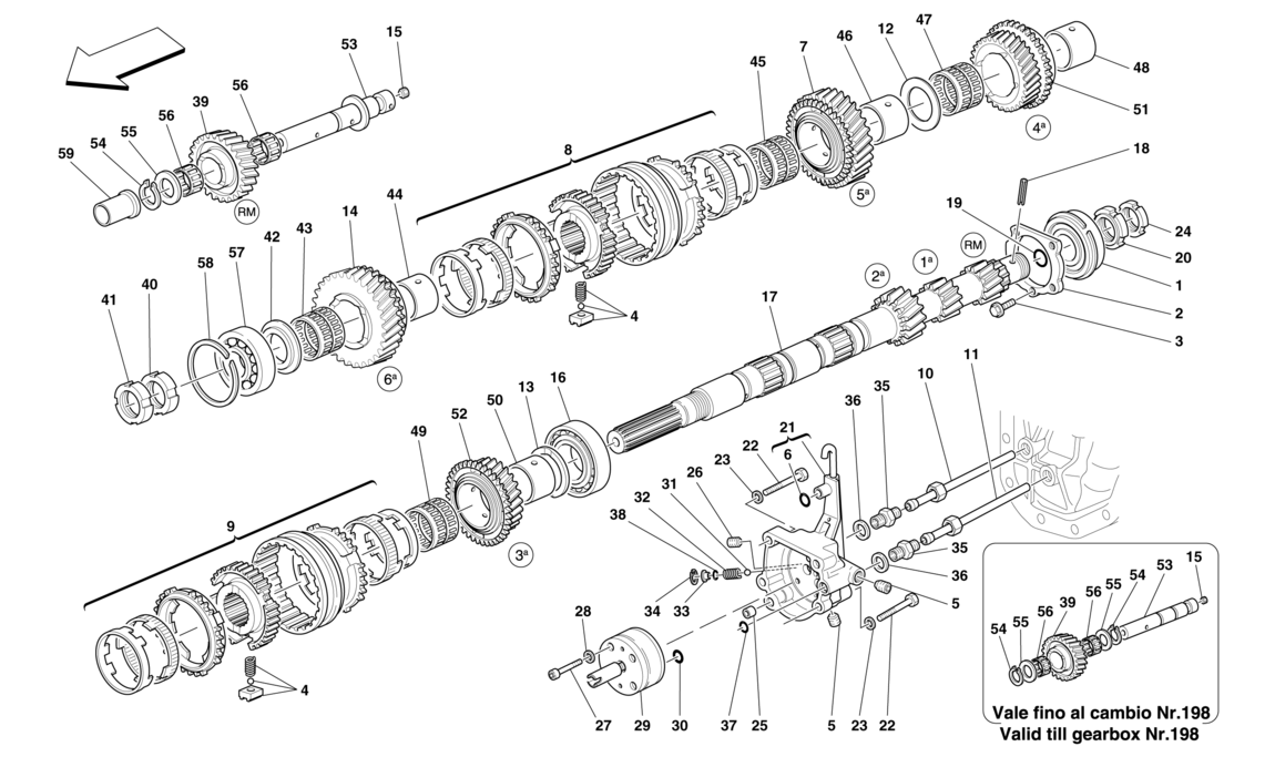 Schematic: Primary Gearbox Shaft Gears And Gearbox Oil Pump