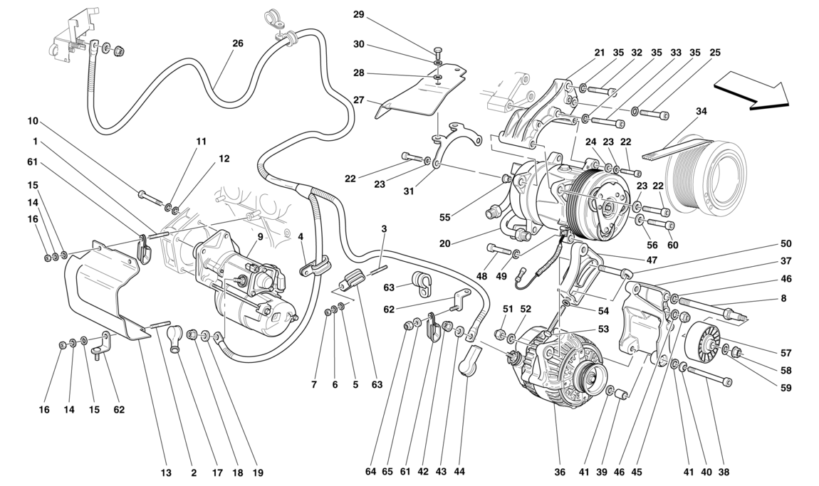 Schematic: Alternator Starter Motor Ac Compressor