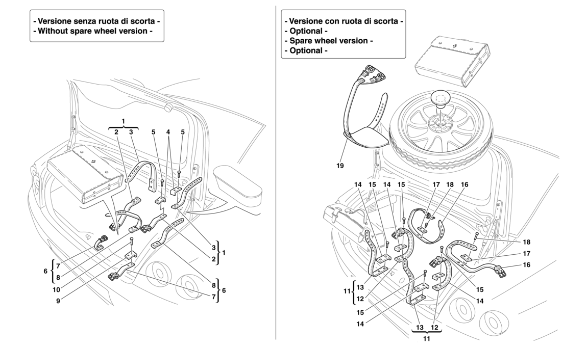 Schematic: Spare Wheel And Tool Bag Fasteners