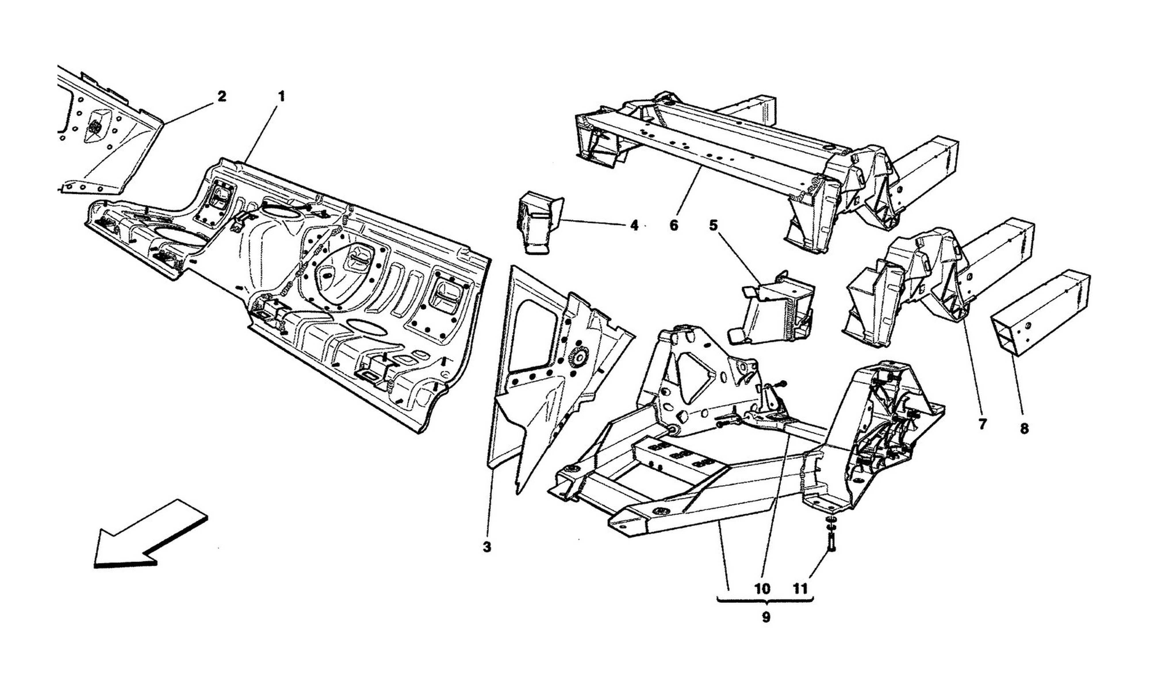 Schematic: Rear Structural Frames And Sheet Panels