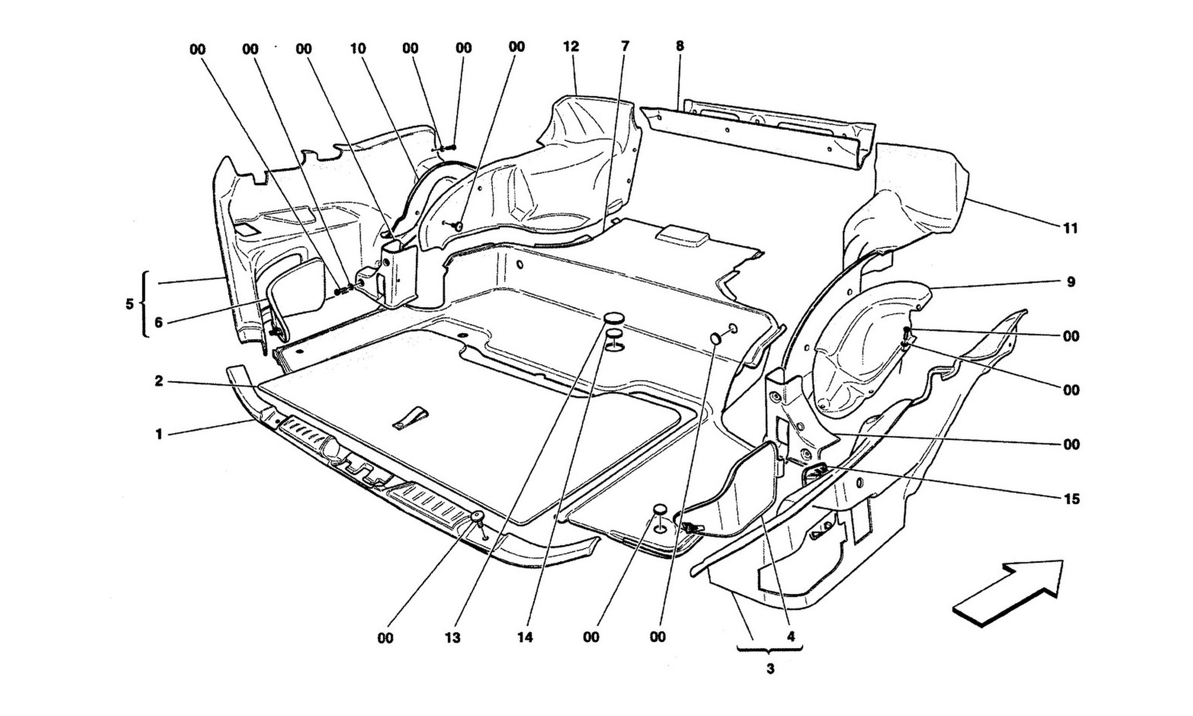 Schematic: Luggage Compartment Mats