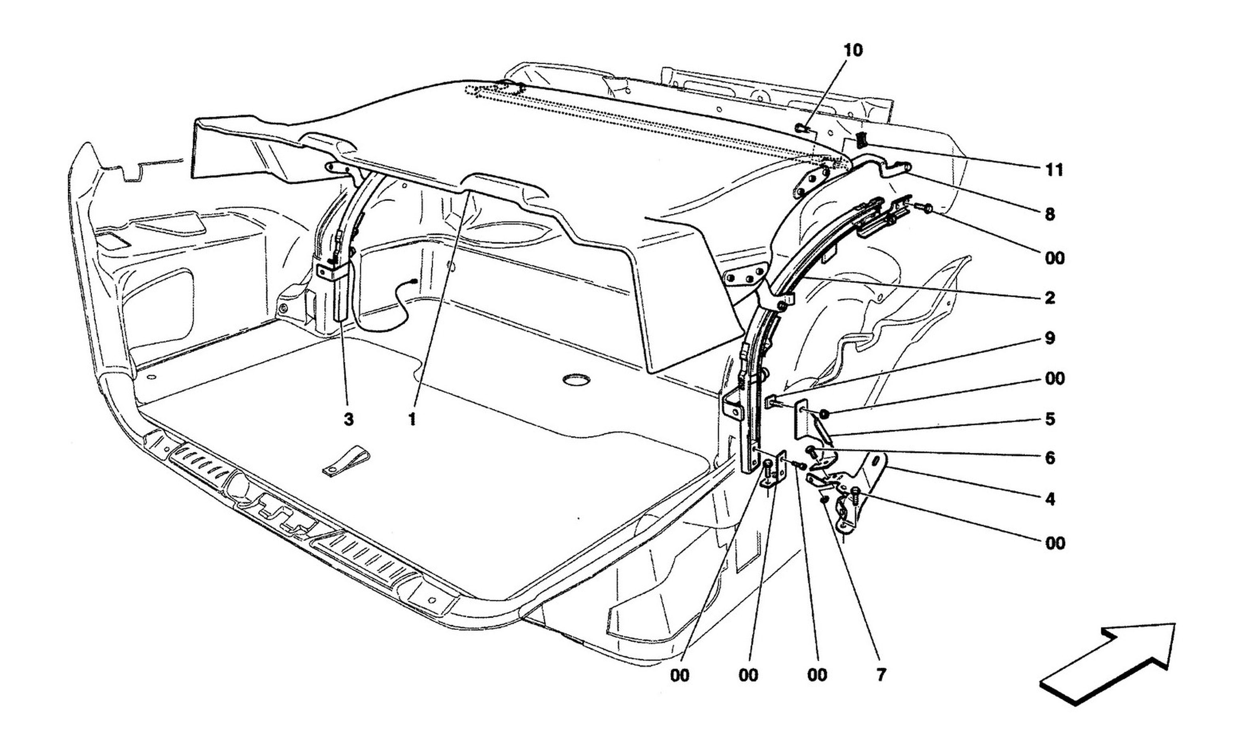 Schematic: Luggage Compartment Mats