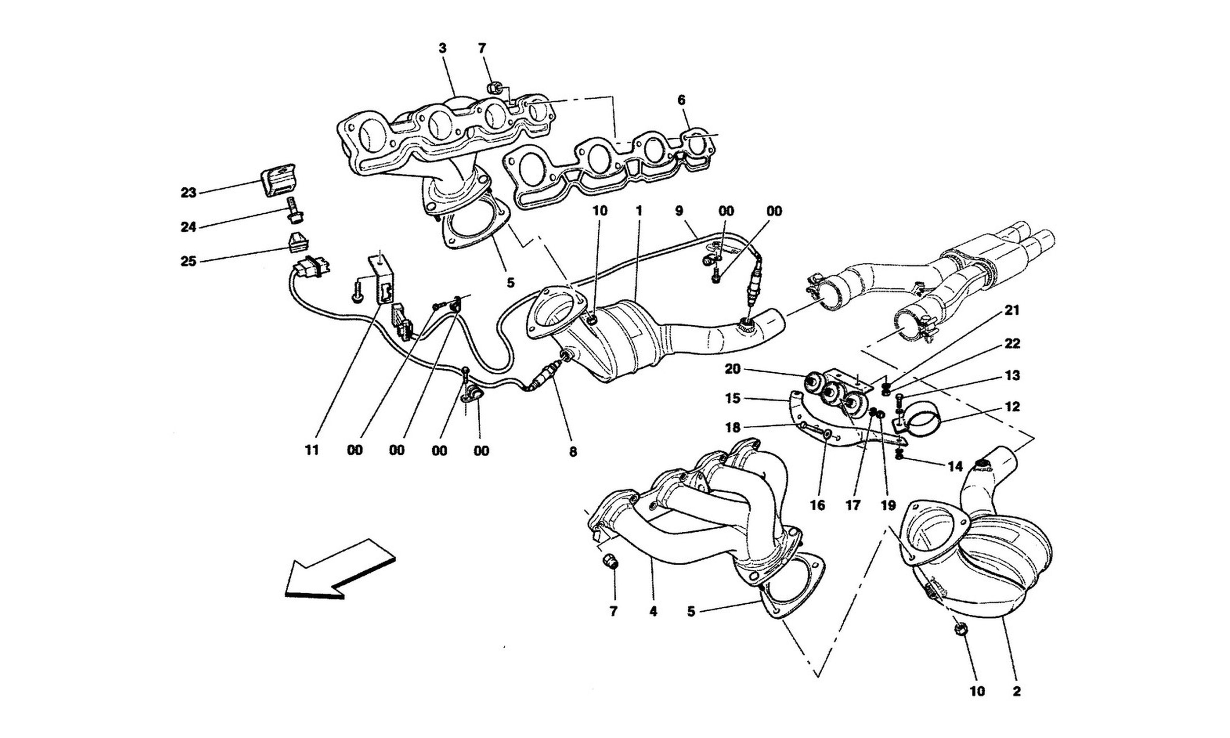 Schematic: Pre-Catalytic Converters And Catalytic Converters