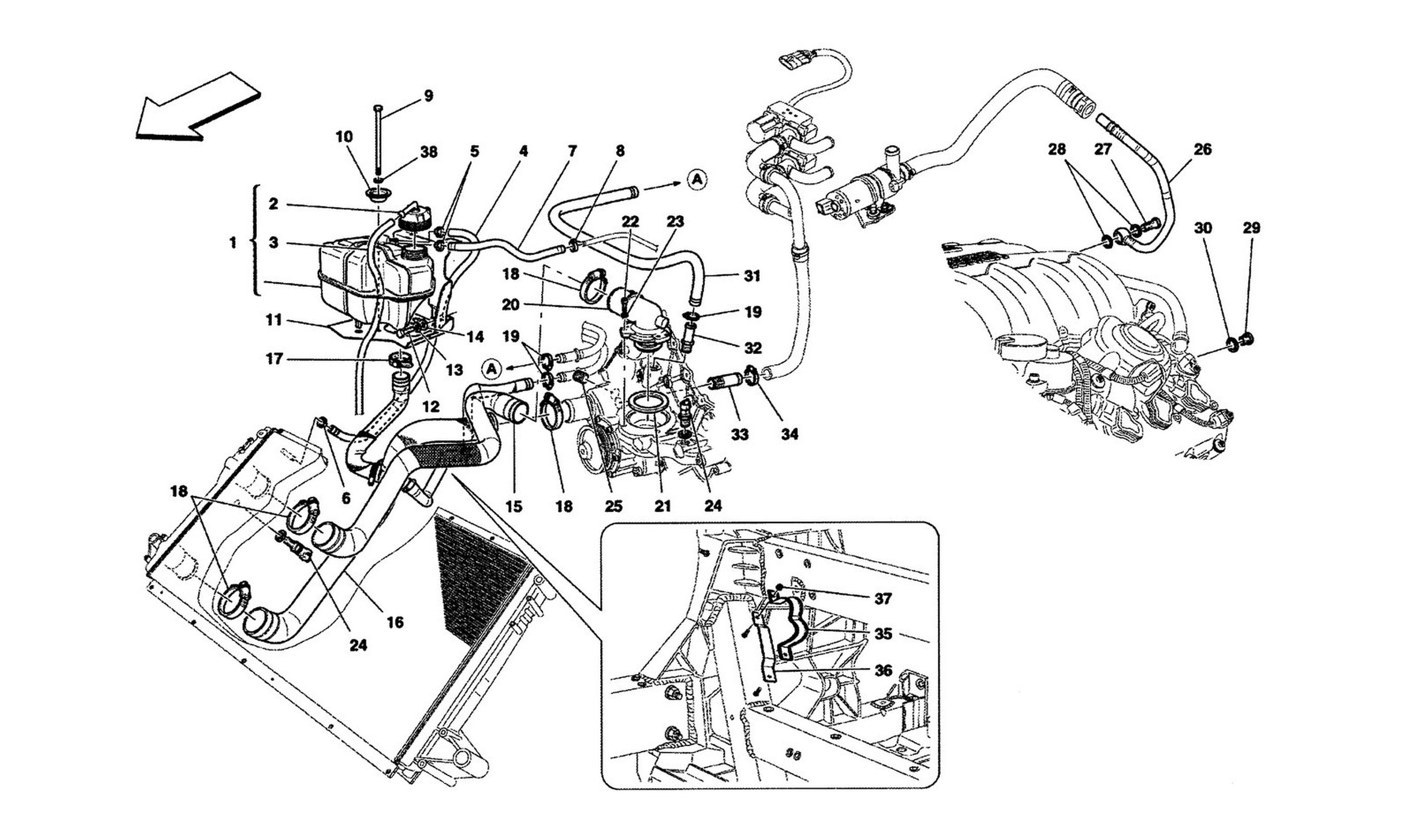 Schematic: Cooling System: Nourice And Lines