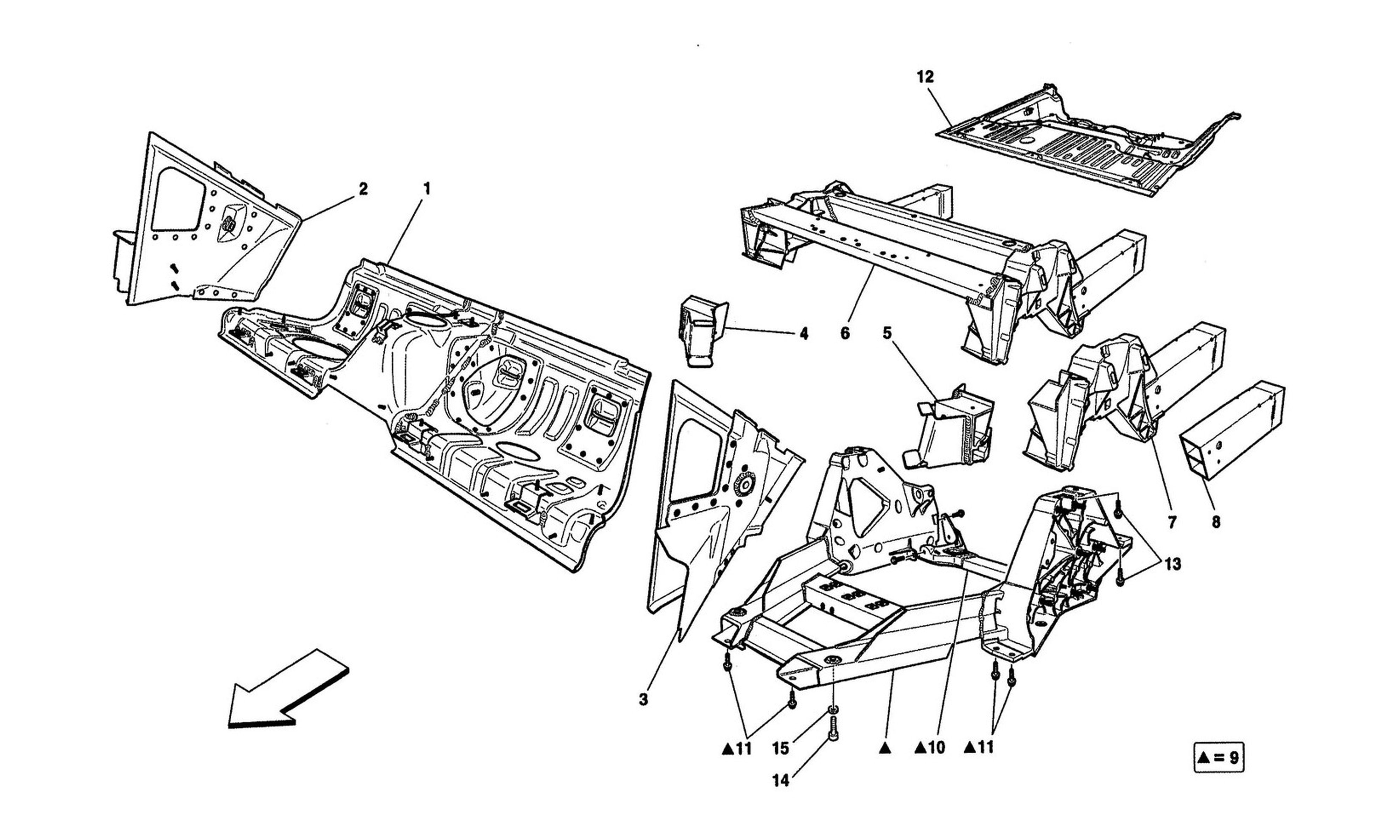 Schematic: Rear Structural Frames And Sheet Panels