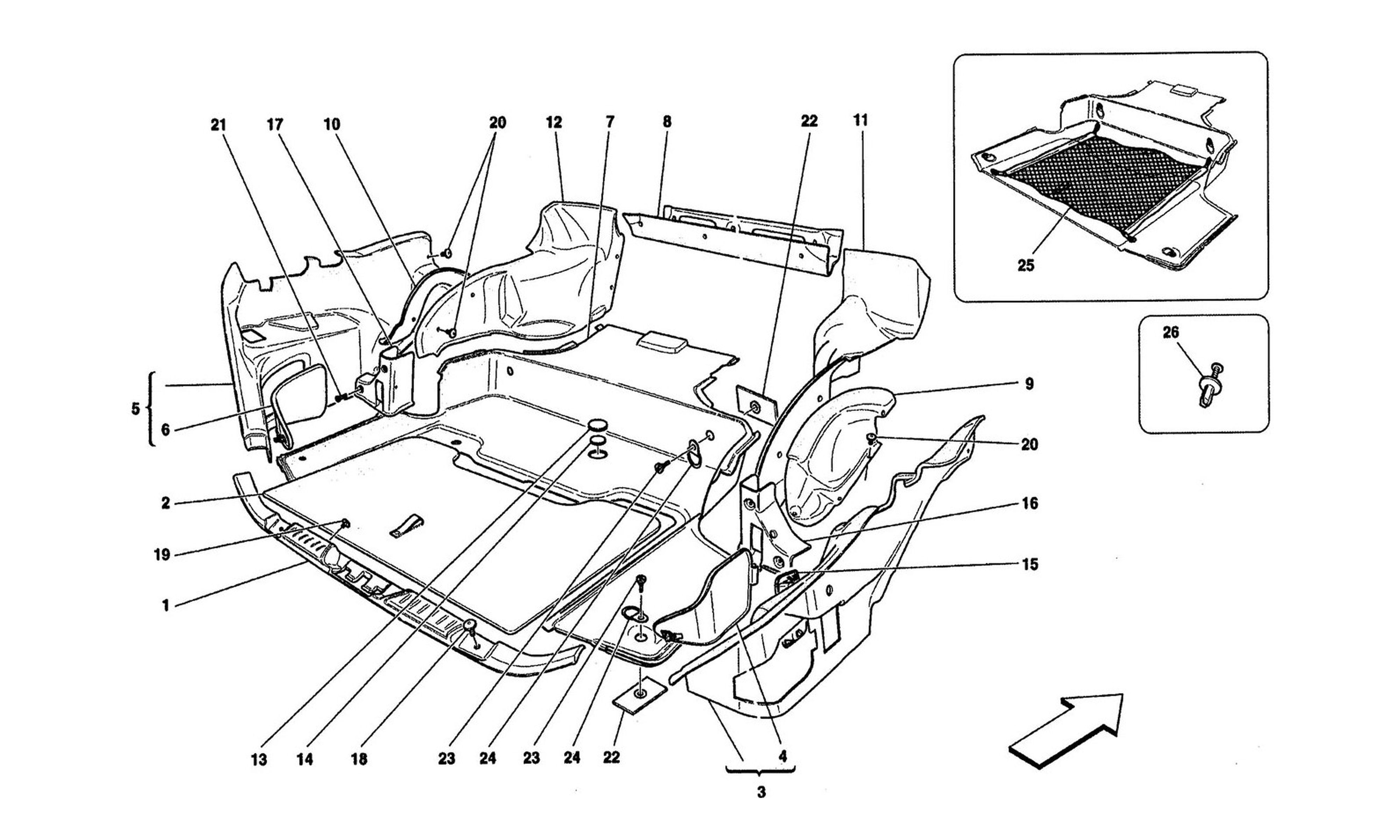 Schematic: Luggage Compartment Mats