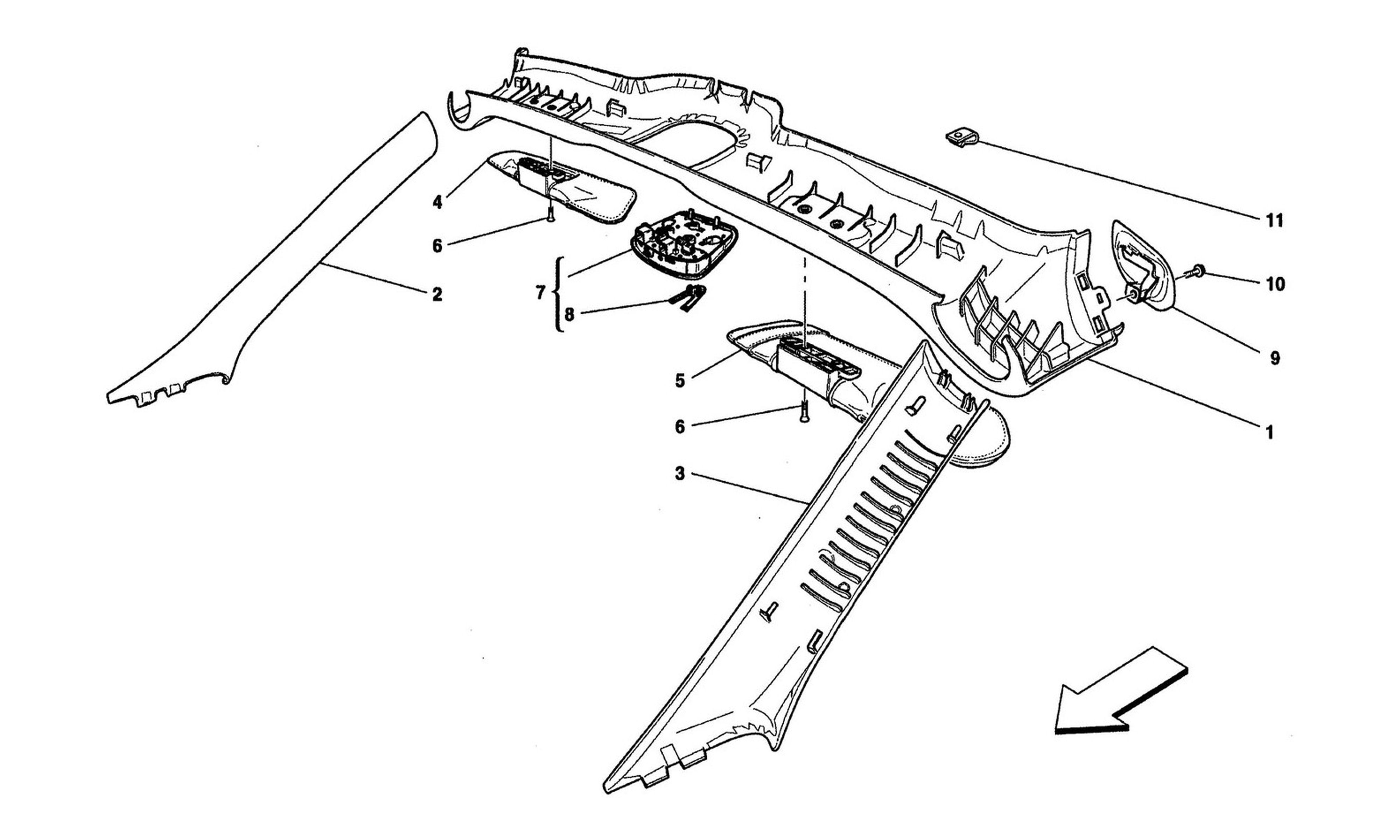 Schematic: Roof Panel Upholstry And Accessories