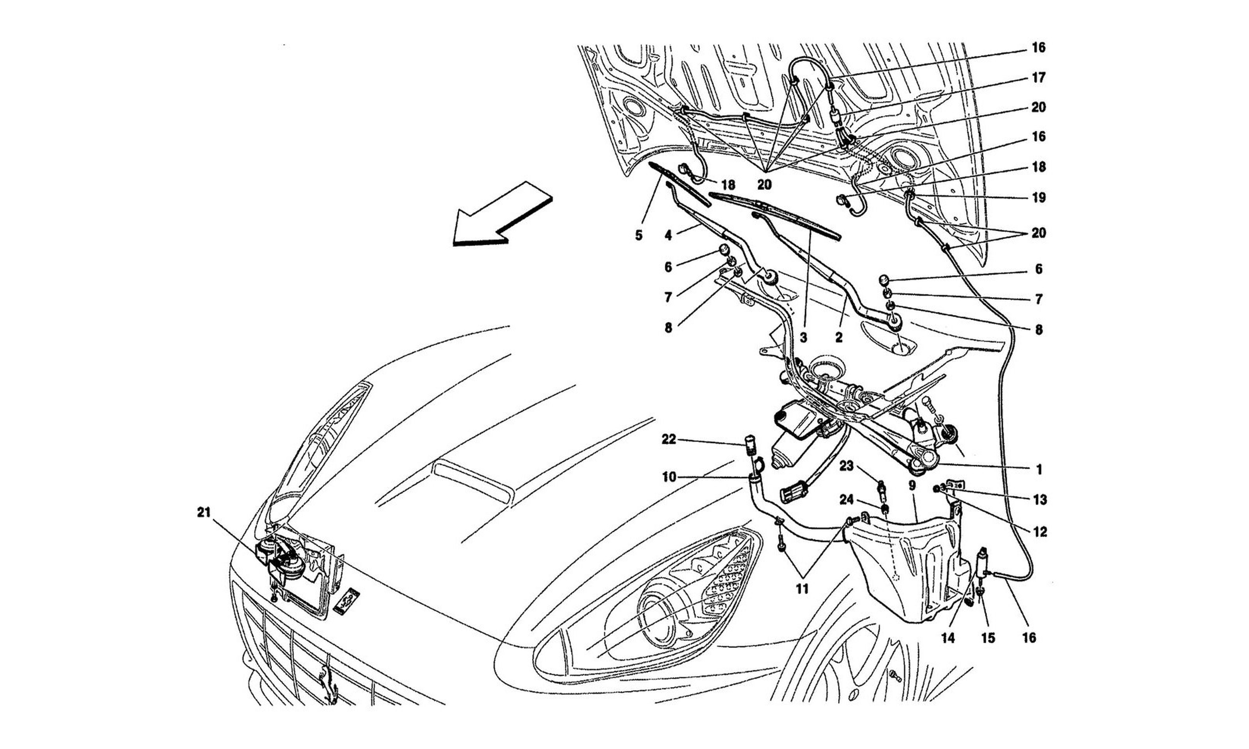 Schematic: Windscreen Wiper, Windscreen Washer And Horns