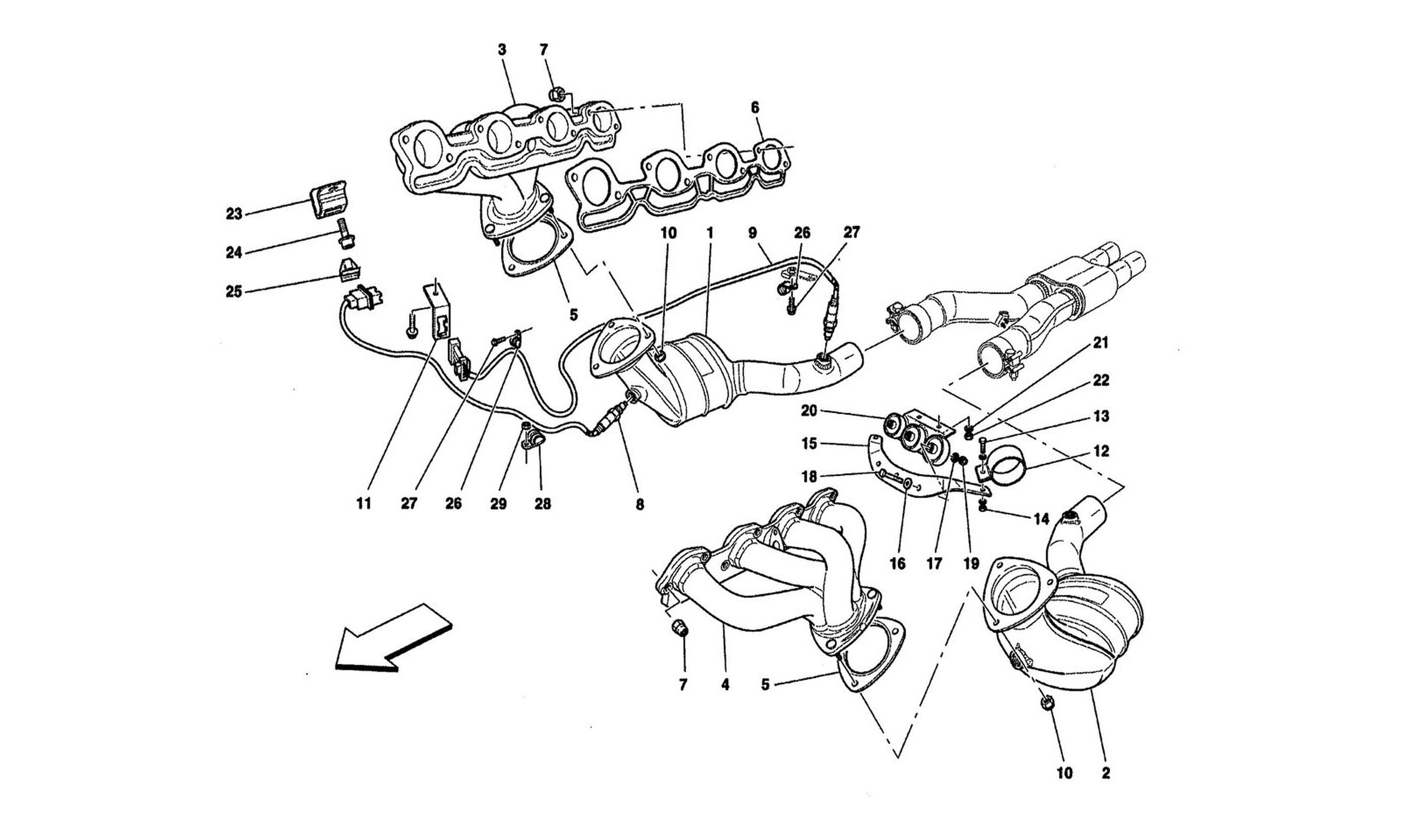 Schematic: Pre-Catalytic Converters And Catalytic Converters